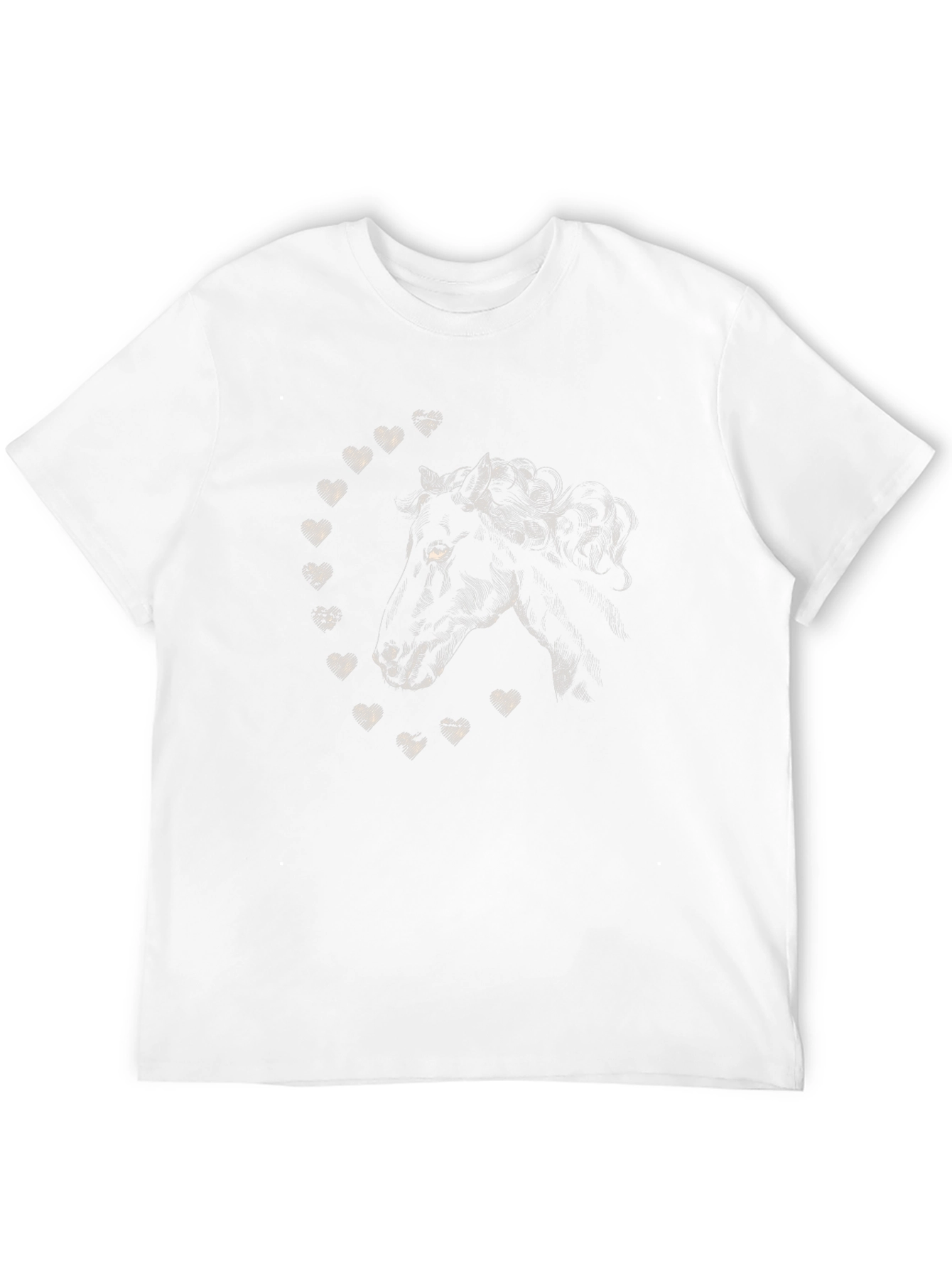 Black Horse & Hearts Graphic Tee - Soft Black Cotton Crew Neck view 12