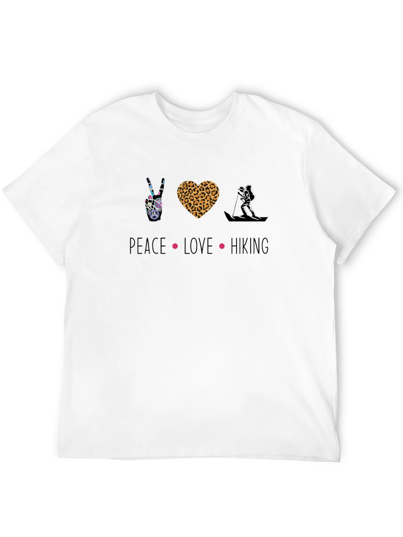 Black Peace Love Hiking Graphic Tee - Black view 12