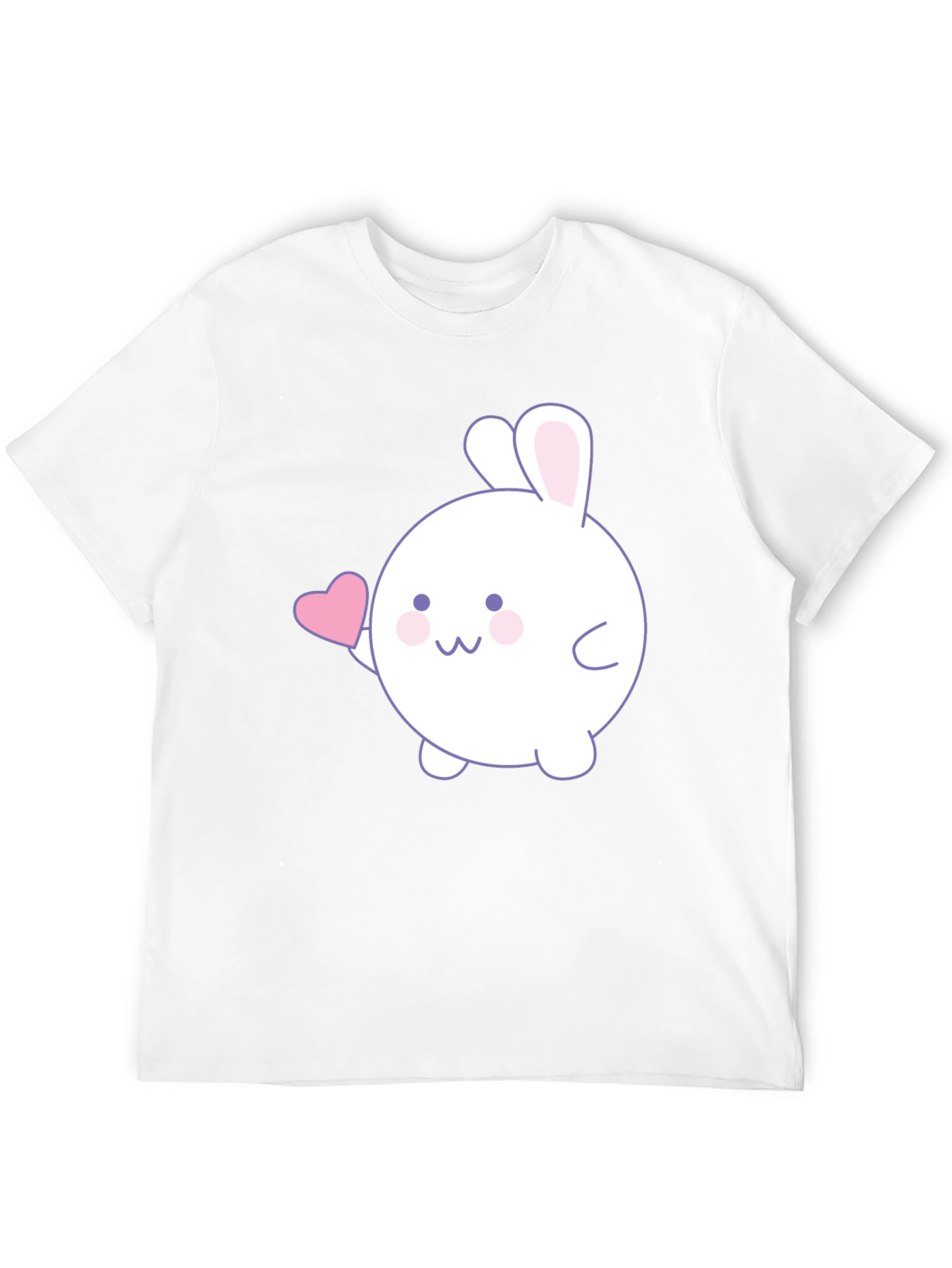 Black Cute Bunny Heart Graphic Black T-Shirt view 12