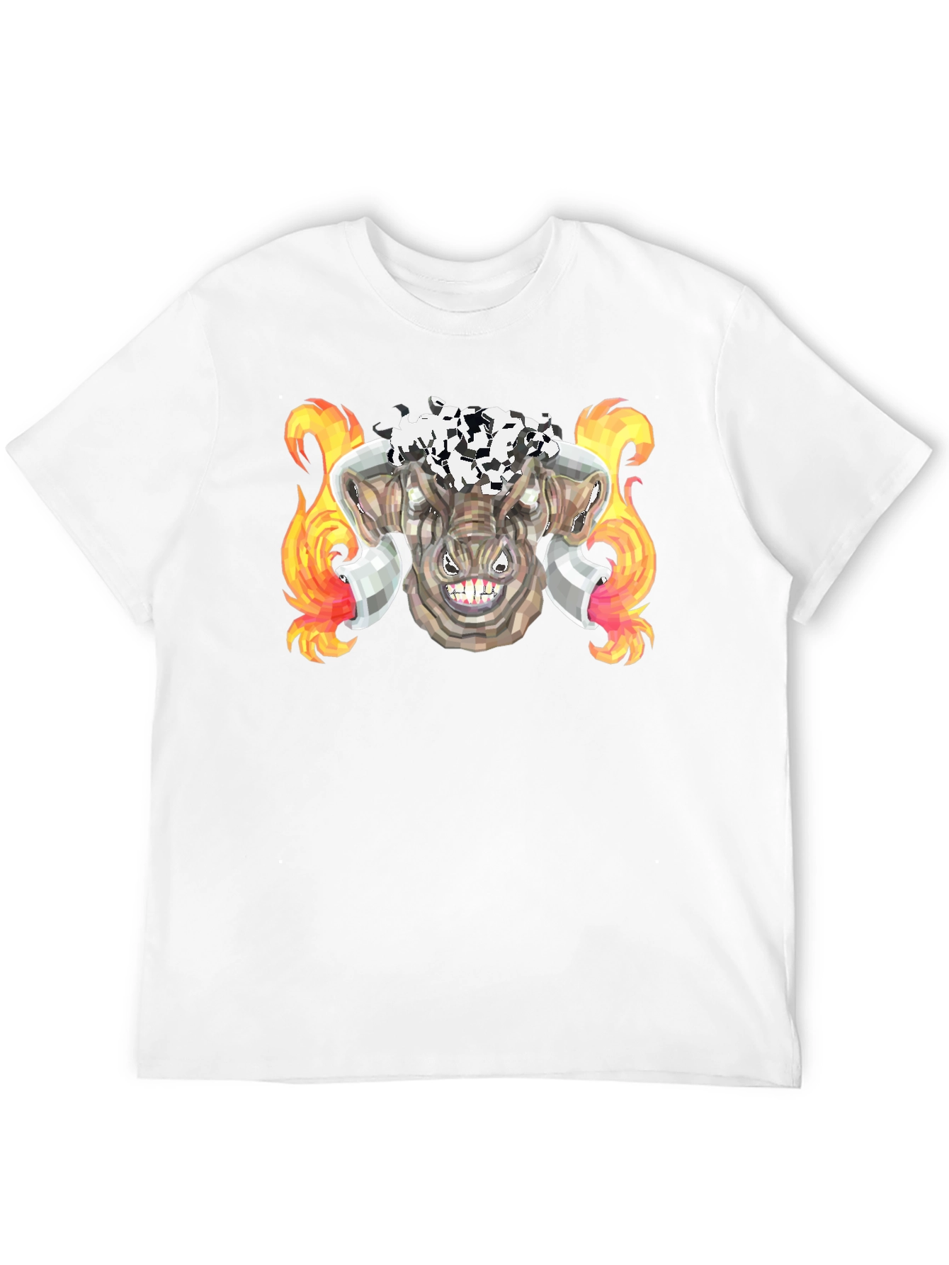 Black Fiery Bull Graphic Tee - Black Cotton T-Shirt view 12
