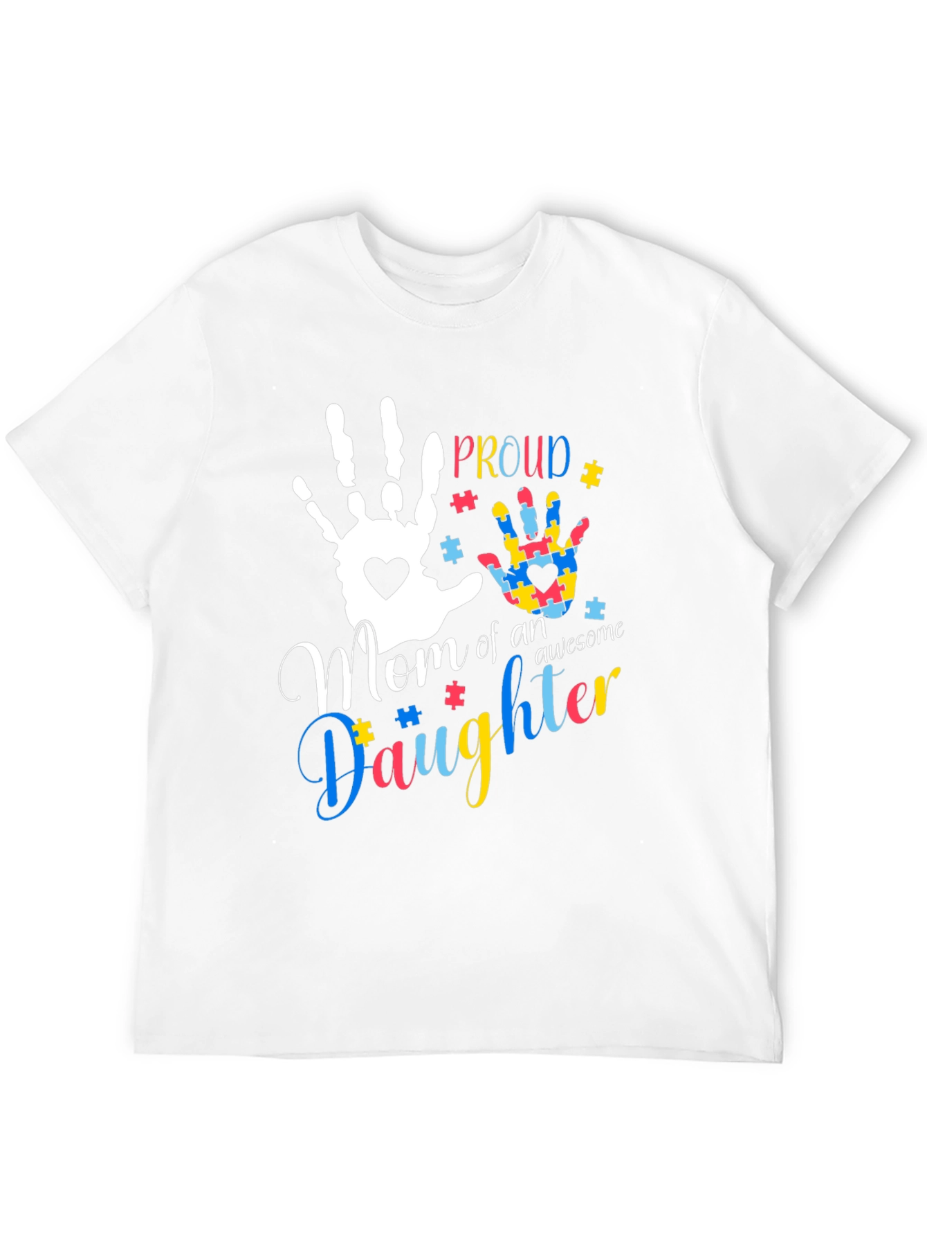 Black Proud Mom of an Awesome Daughter T-Shirt Autism Awareness view 12