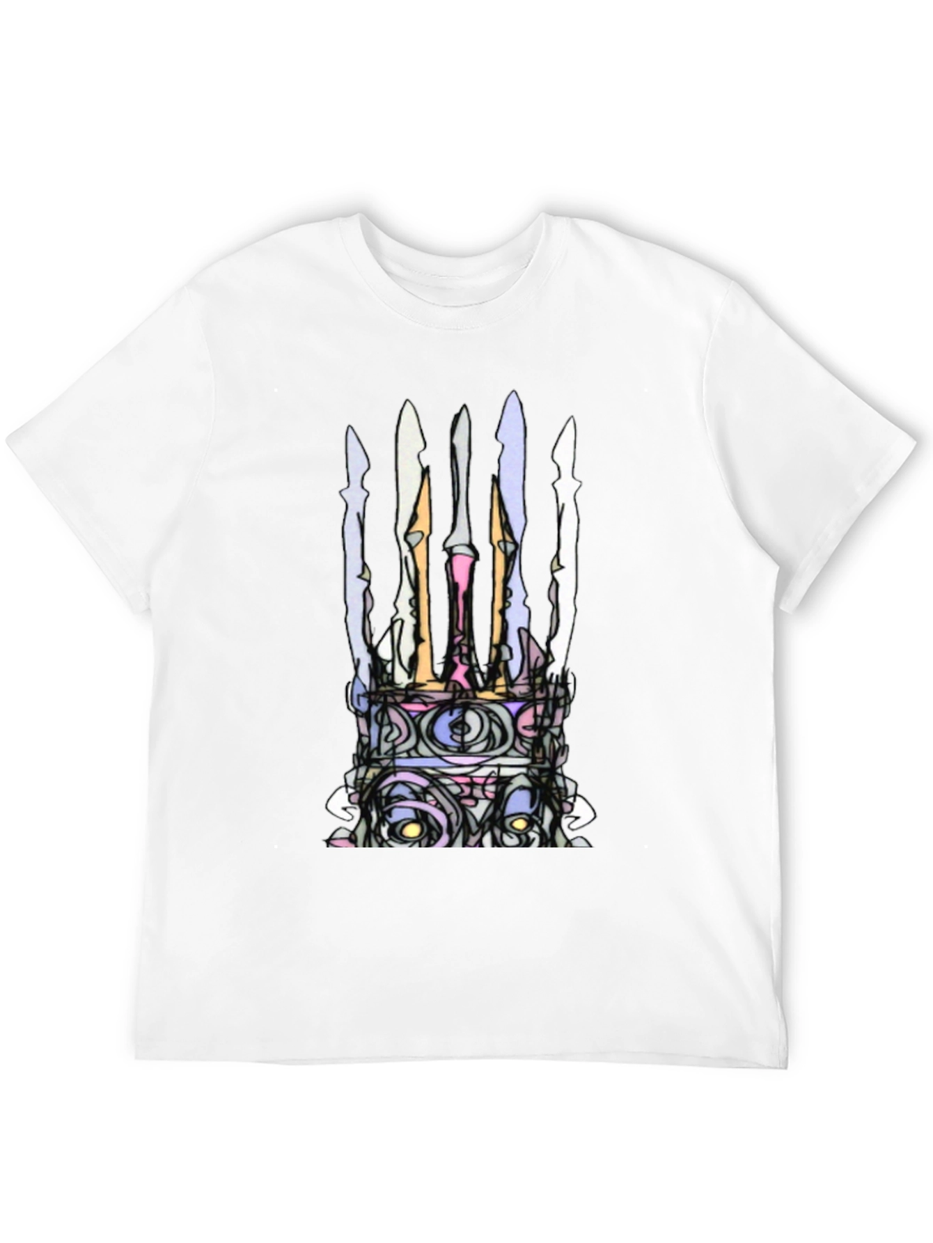 Black Abstract Crown Graphic Black T-Shirt view 12