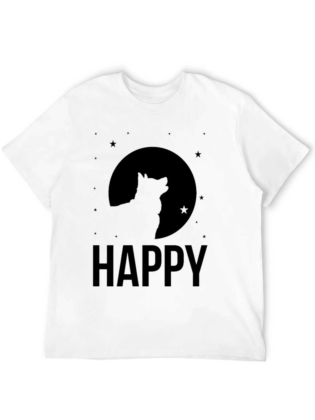 Black Happy Wolf Moon Graphic Tee - Black Cotton Blend Shirt view 12
