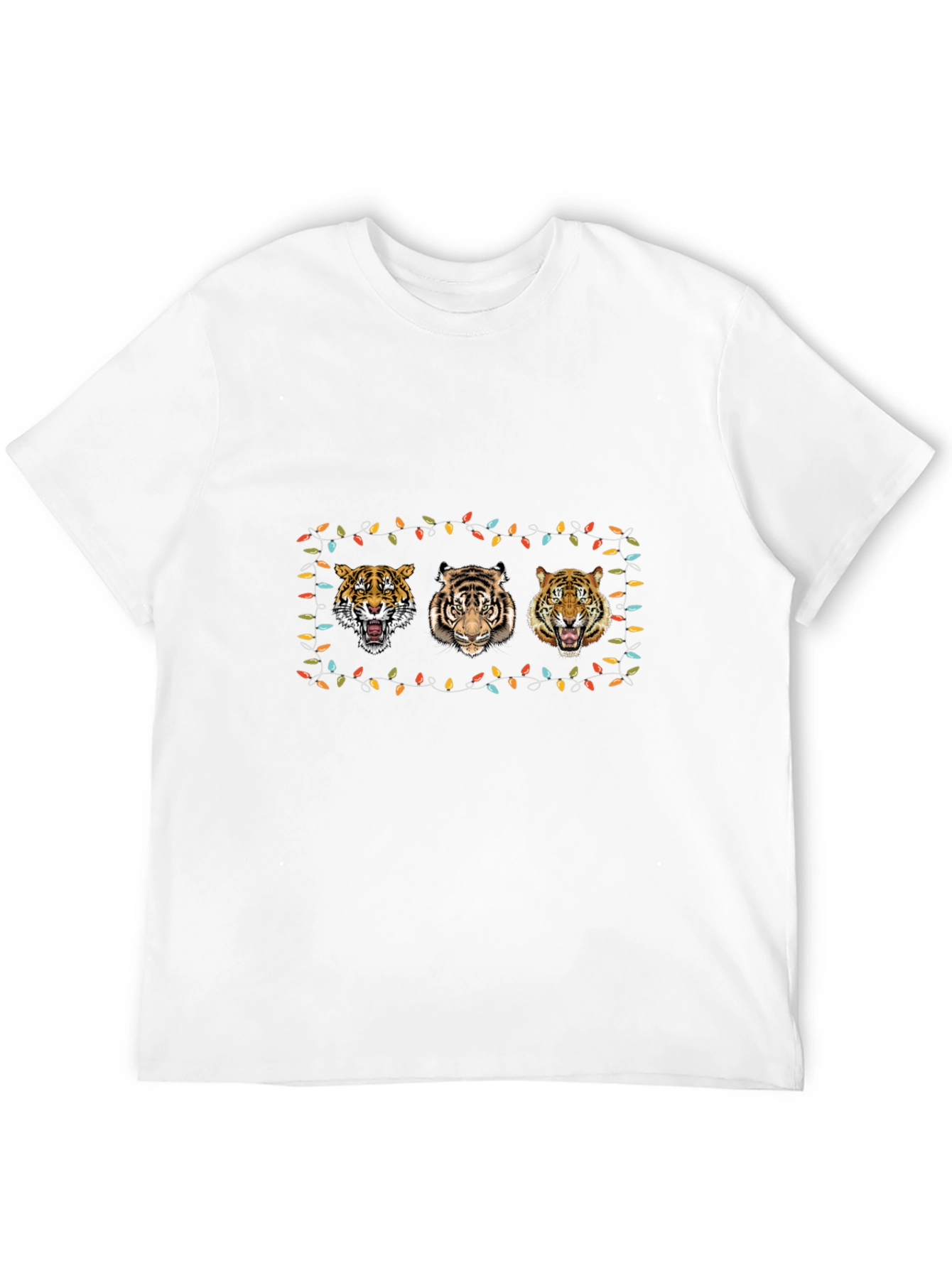 Black Tiger Trio Christmas Lights T-Shirt - Black view 12