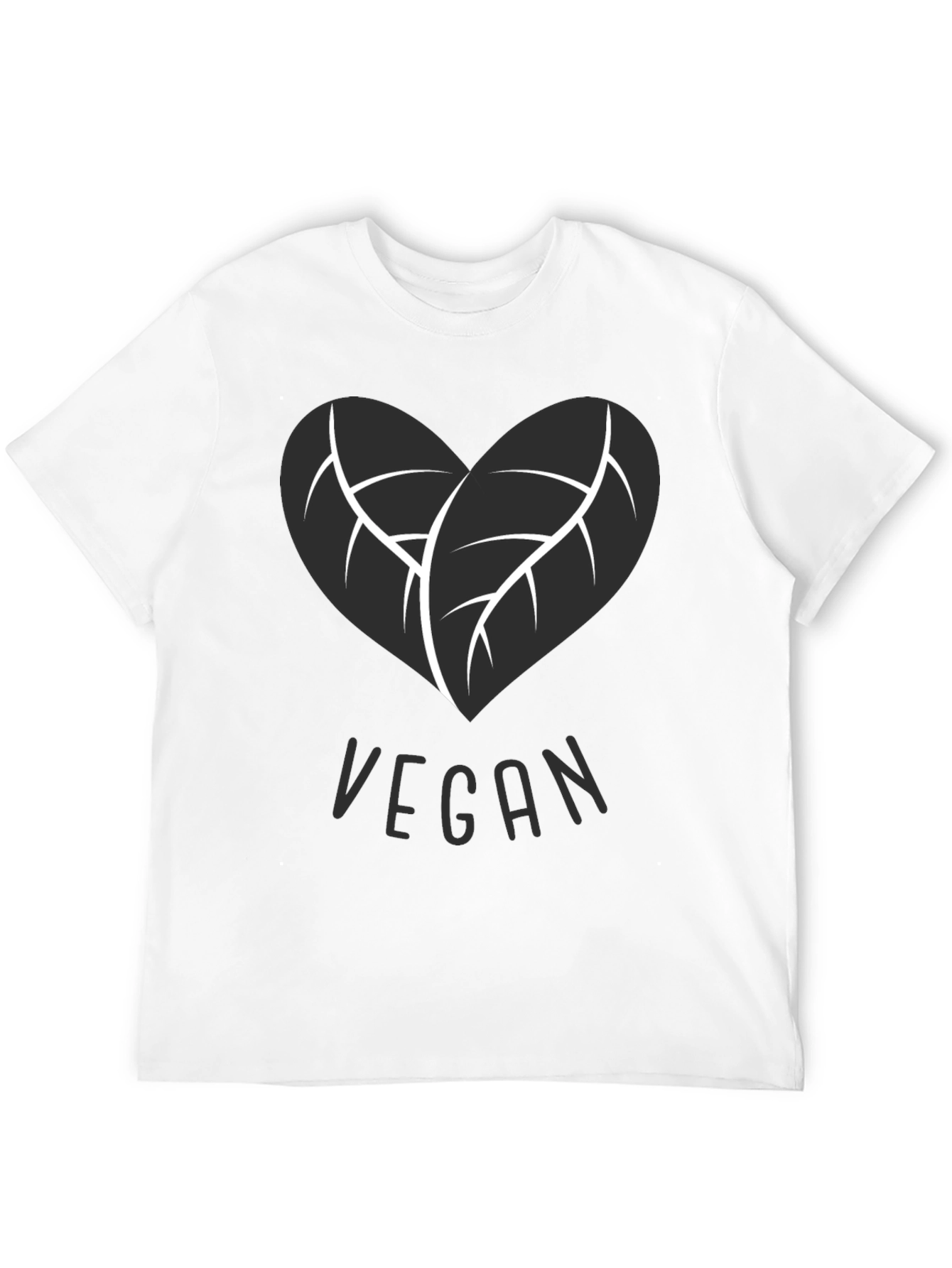 Black Vegan Heart Leaf T-Shirt - Black view 12