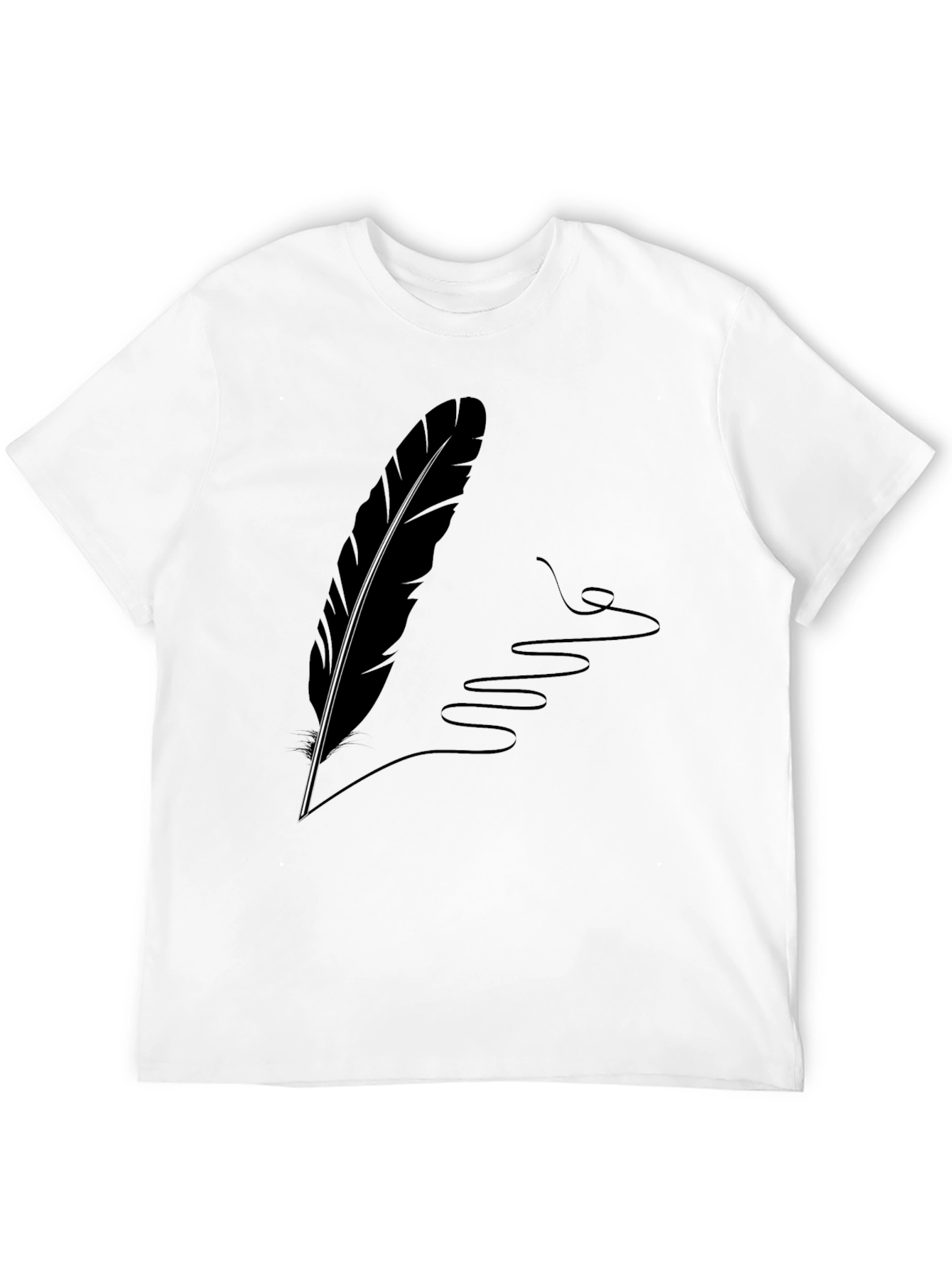 Black Feather Quill Graphic Tee - Stylish Black T-Shirt view 12
