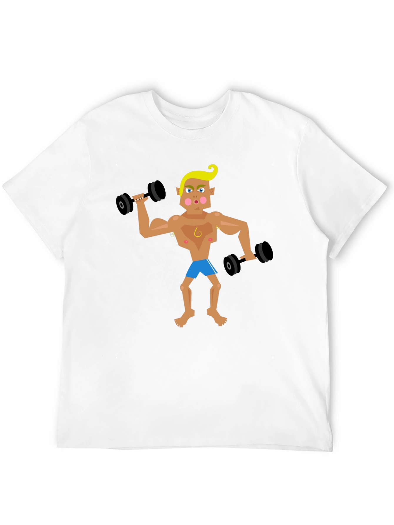 Black Cartoon Gym Bro T-Shirt view 12