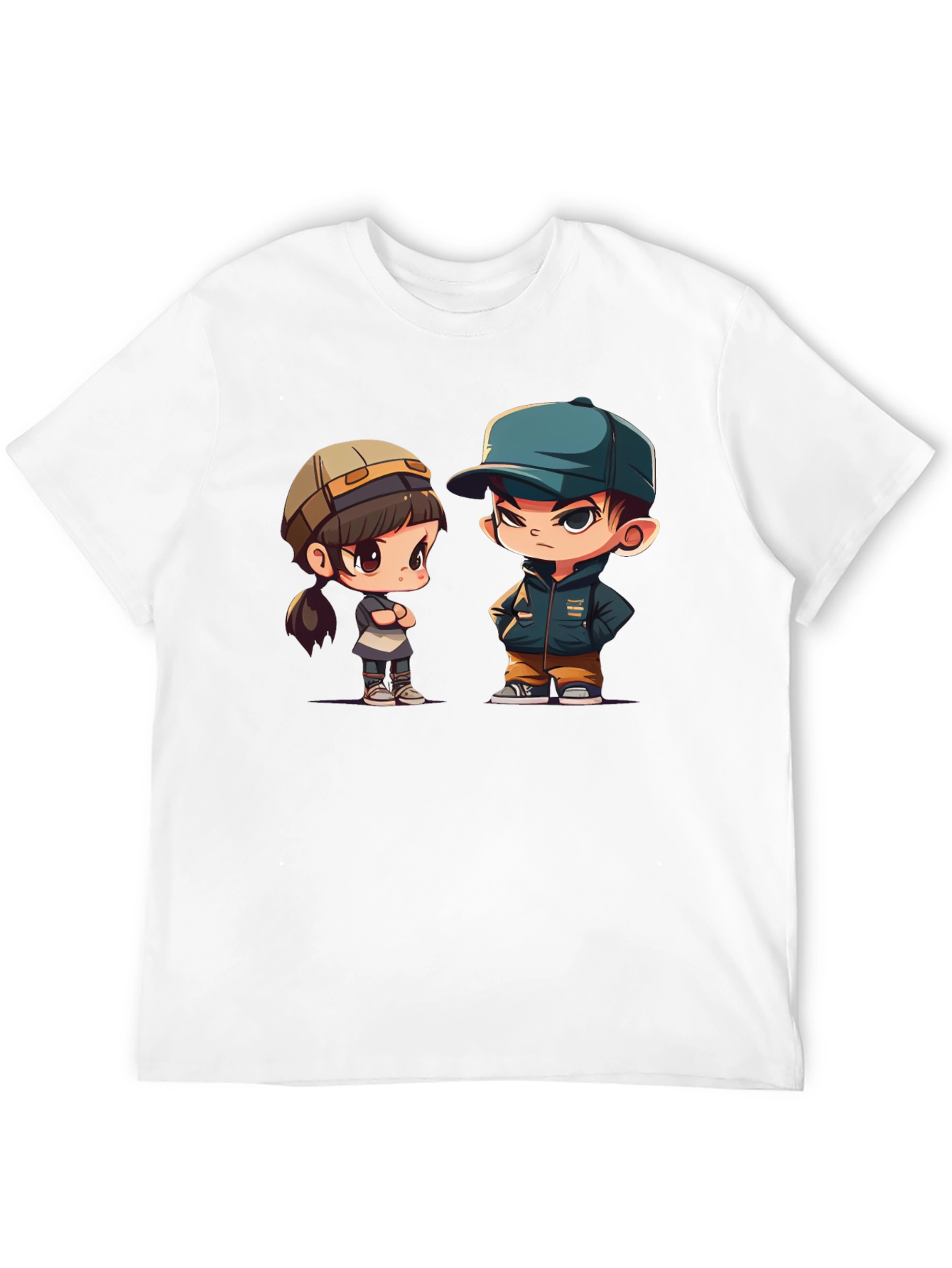 Black Cute Cartoon Couple Graphic T-Shirt view 12