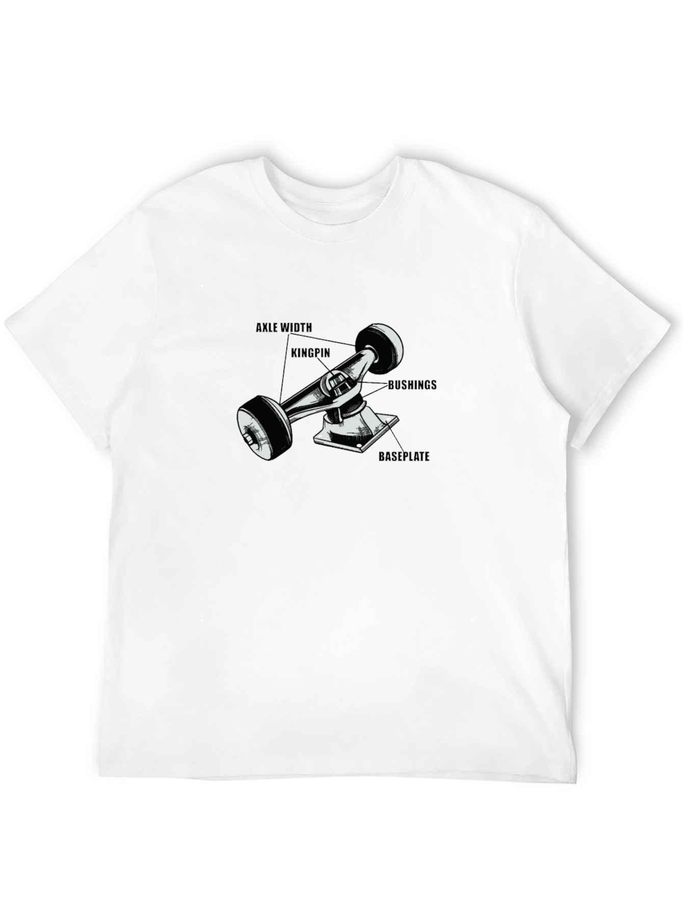 Black Skateboard Truck Diagram T-Shirt - Black view 12