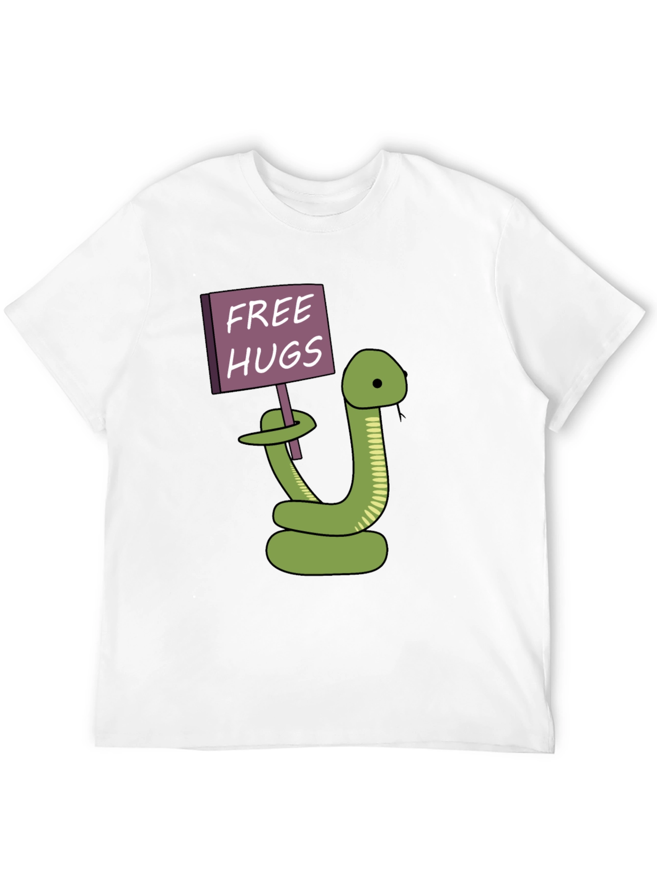 Black Free Hugs Snake T-Shirt - Funny Cartoon Graphic Tee view 12