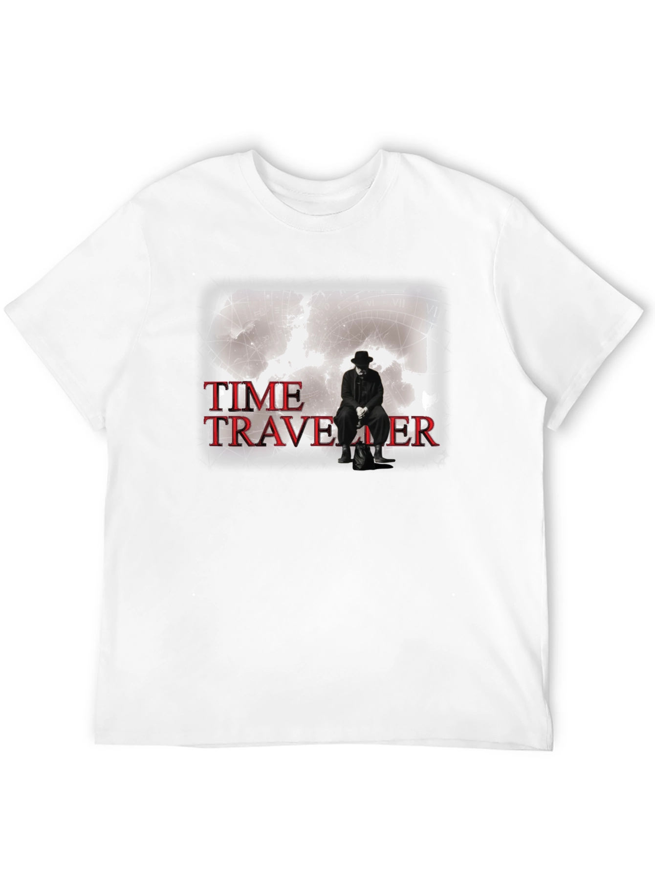 Black Time Traveler Graphic Tee - Black Cotton T-Shirt view 12