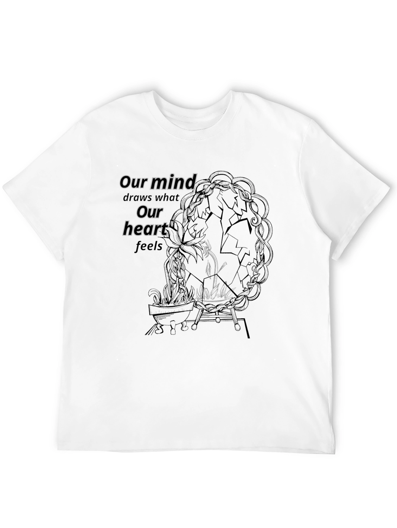 Black Artistic Graphic Print Men's T-Shirt view 12