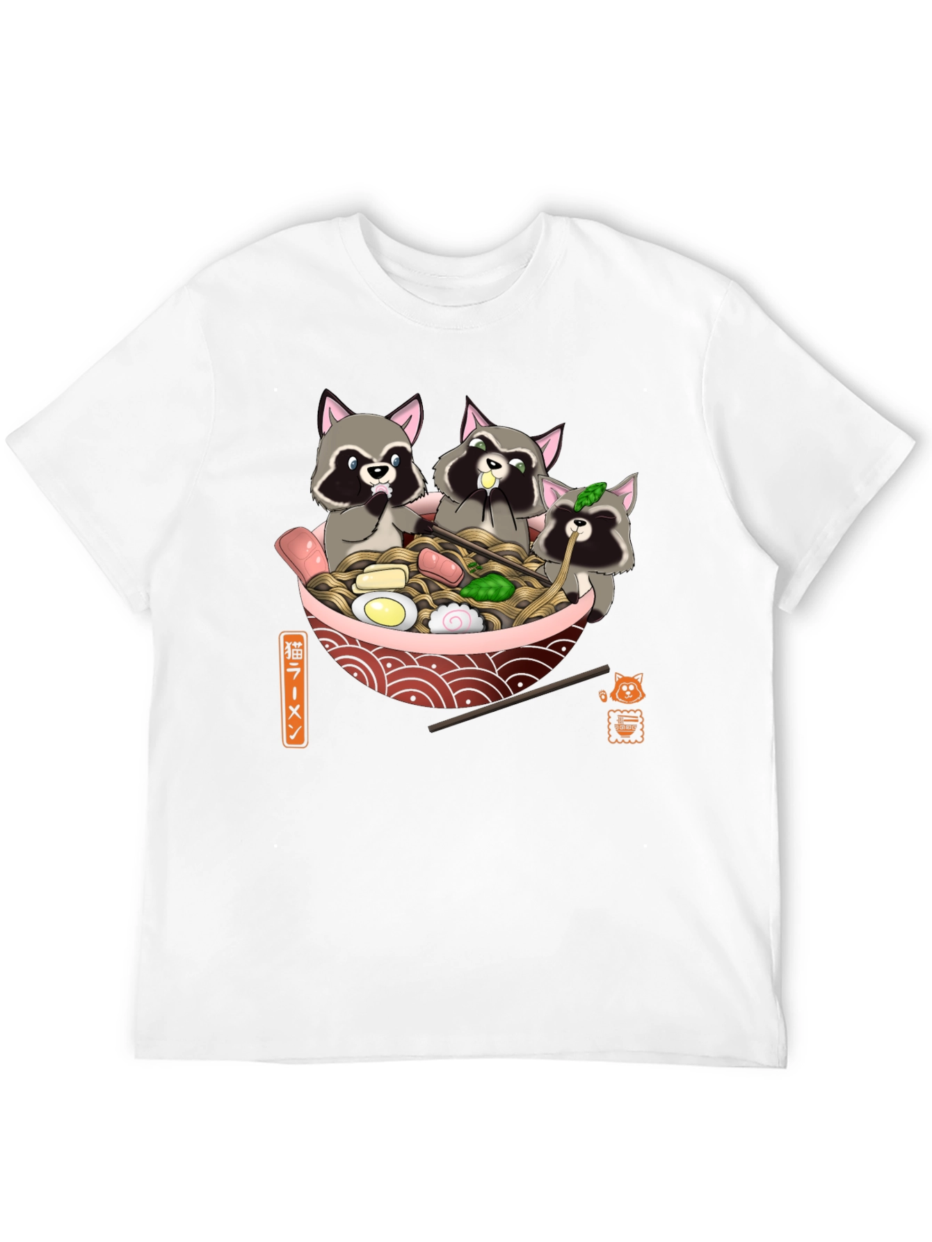 Black Raccoon Ramen T-Shirt - Cute Graphic Tee view 12