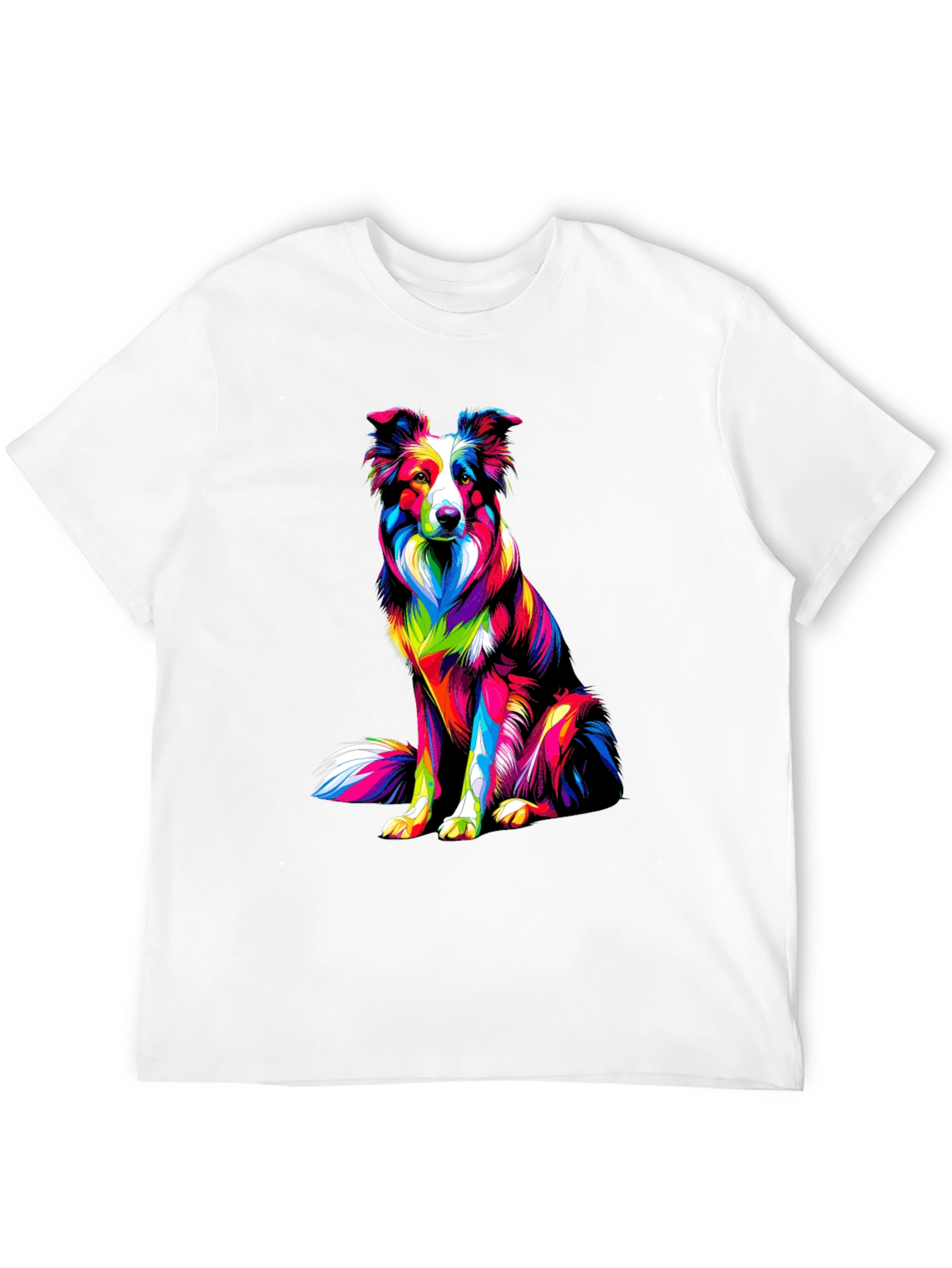 Black Colorful Dog Graphic Tee - Border Collie T-Shirt view 12