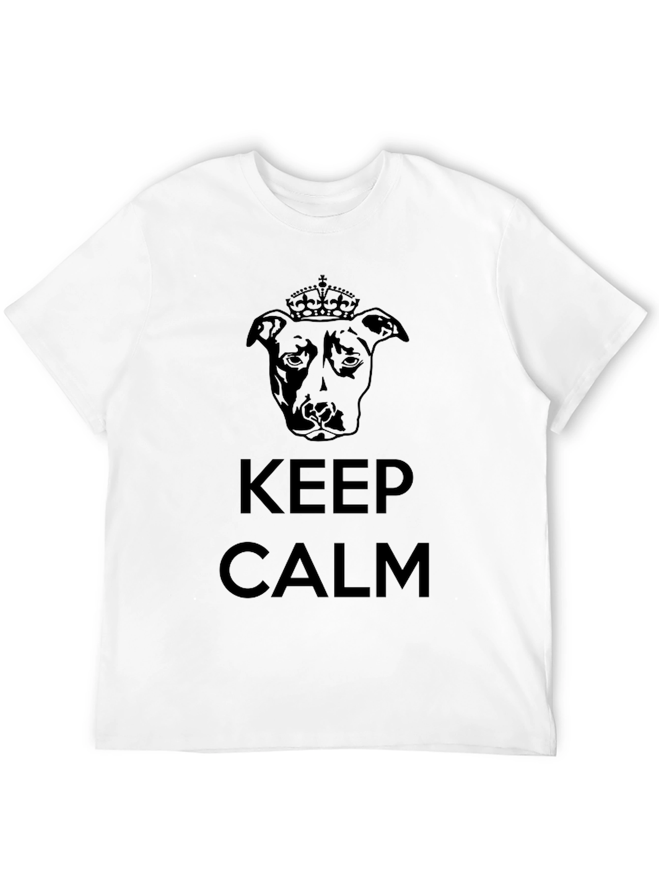Black Keep Calm Pitbull Crown T-Shirt - Black Crew Neck Tee view 12