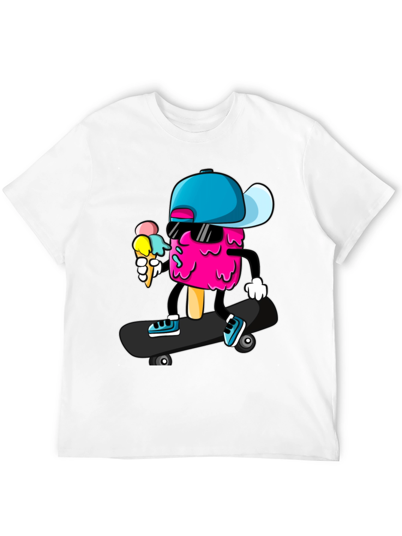 Black Cool Ice Cream Skateboarder Graphic Tee view 12