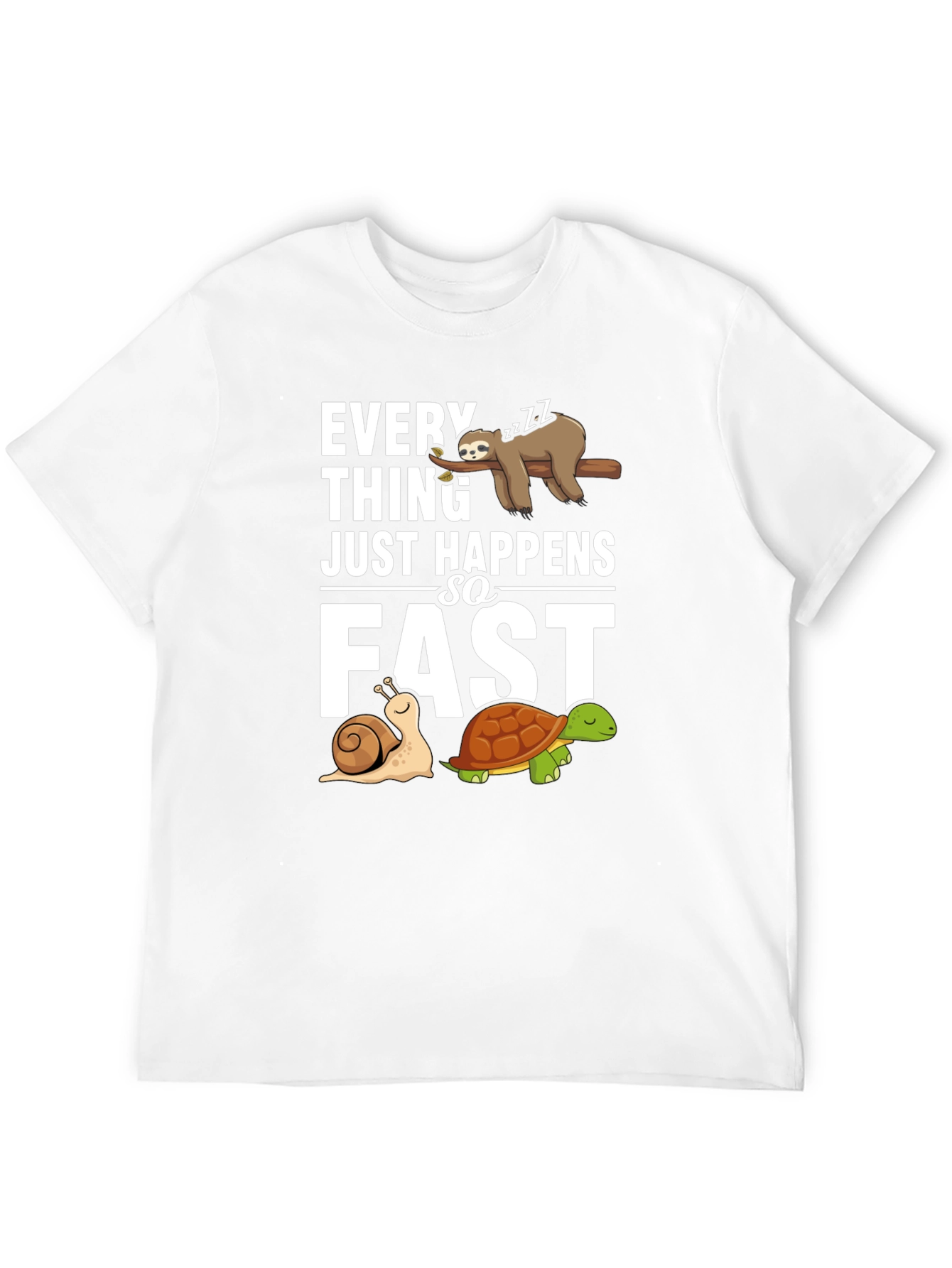 Black Funny Sloth, Snail, and Turtle Graphic T-Shirt view 12