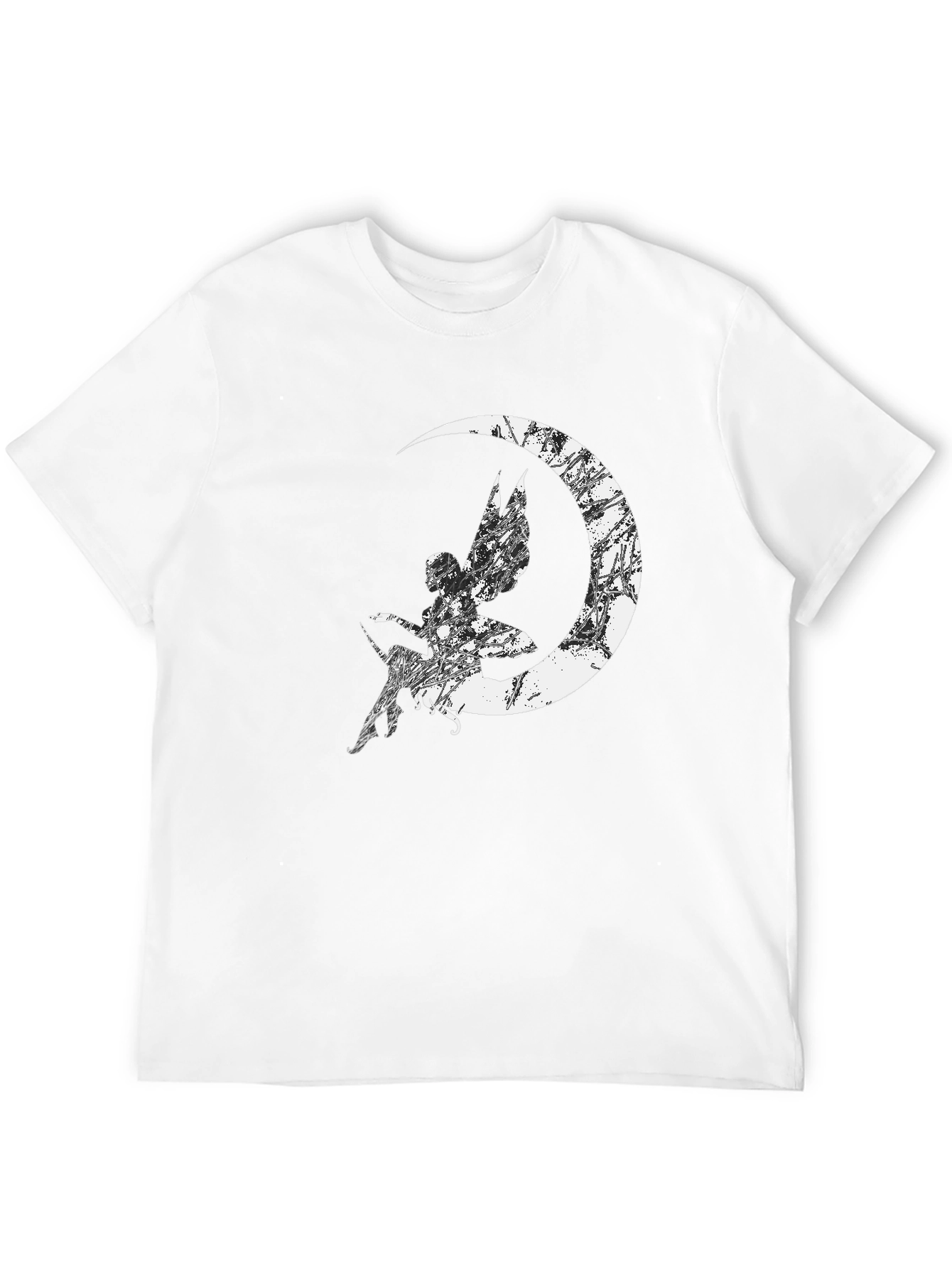 Black Fairy Moon Graphic T-Shirt - Black Cotton Tee view 12