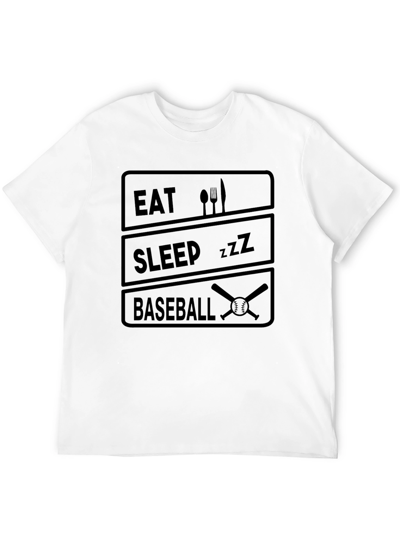 Black Eat Sleep Baseball T-Shirt - Funny Sports Tee view 12