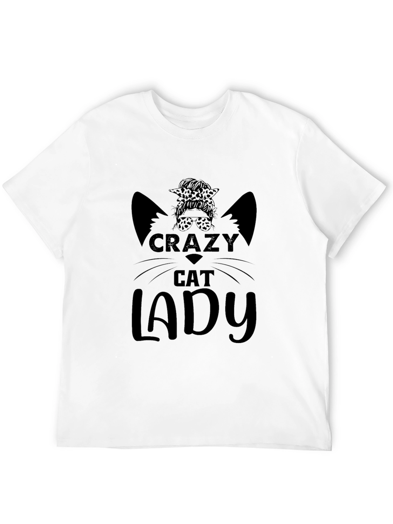 Black Crazy Cat Lady Graphic Tee - Black Unisex T-Shirt view 12