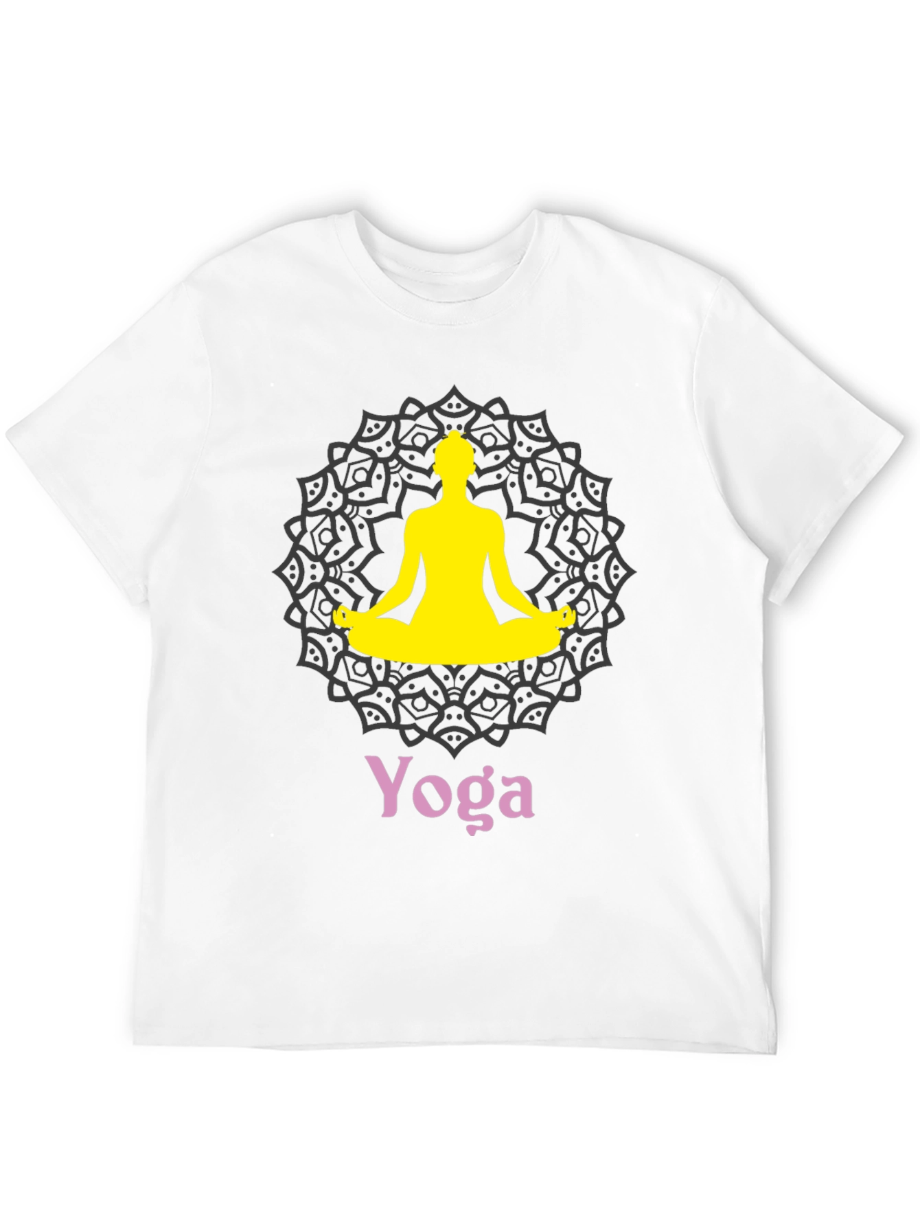 Black Yoga Mandala Graphic T-Shirt view 12