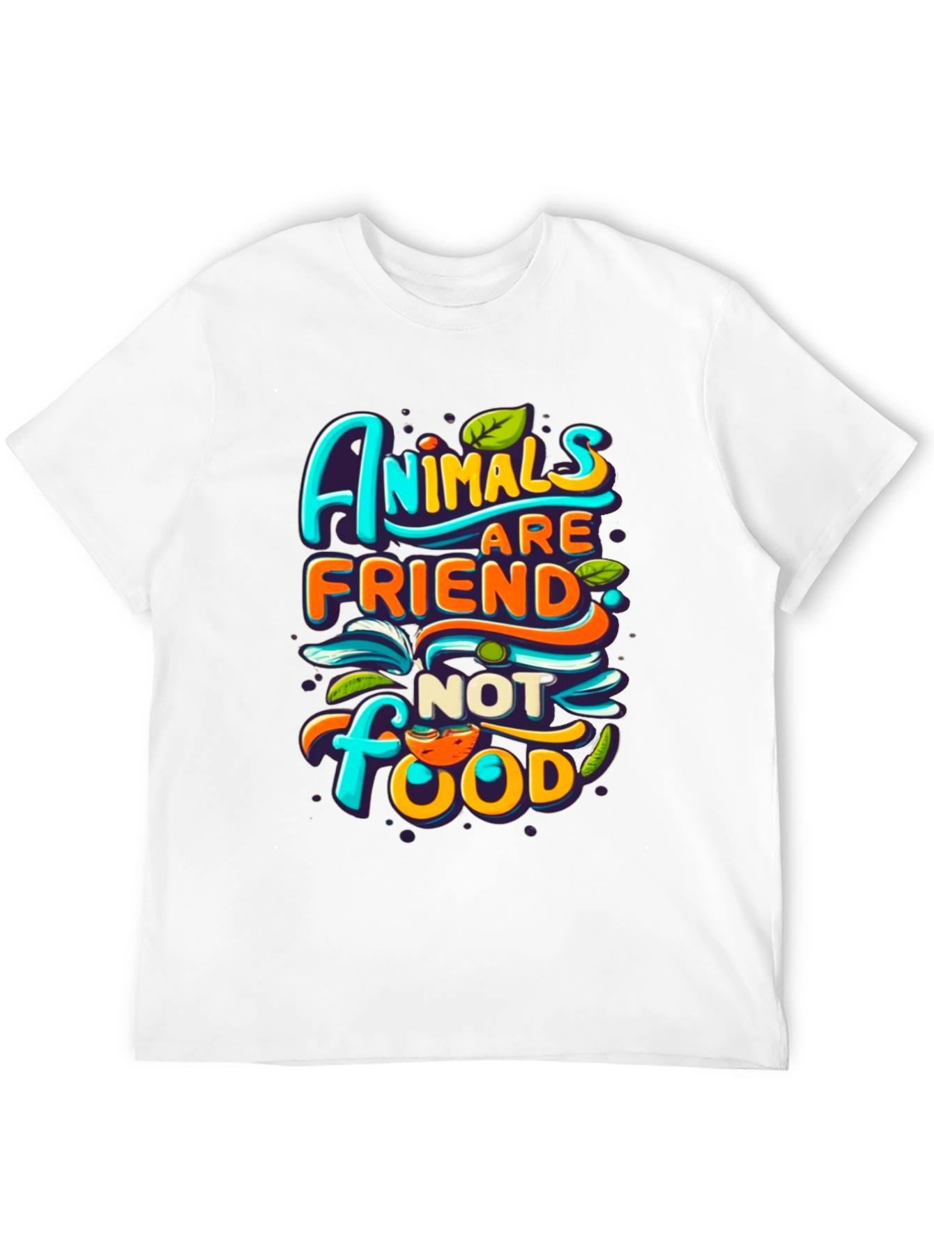 Black Vegan T-Shirt: Animals are Friends, Not Food! view 12