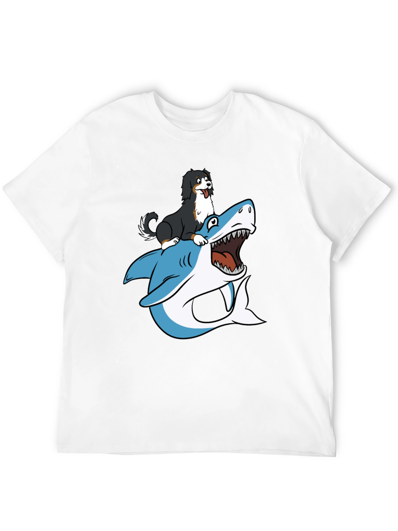 Black Dog Riding Shark T-Shirt - Black view 12