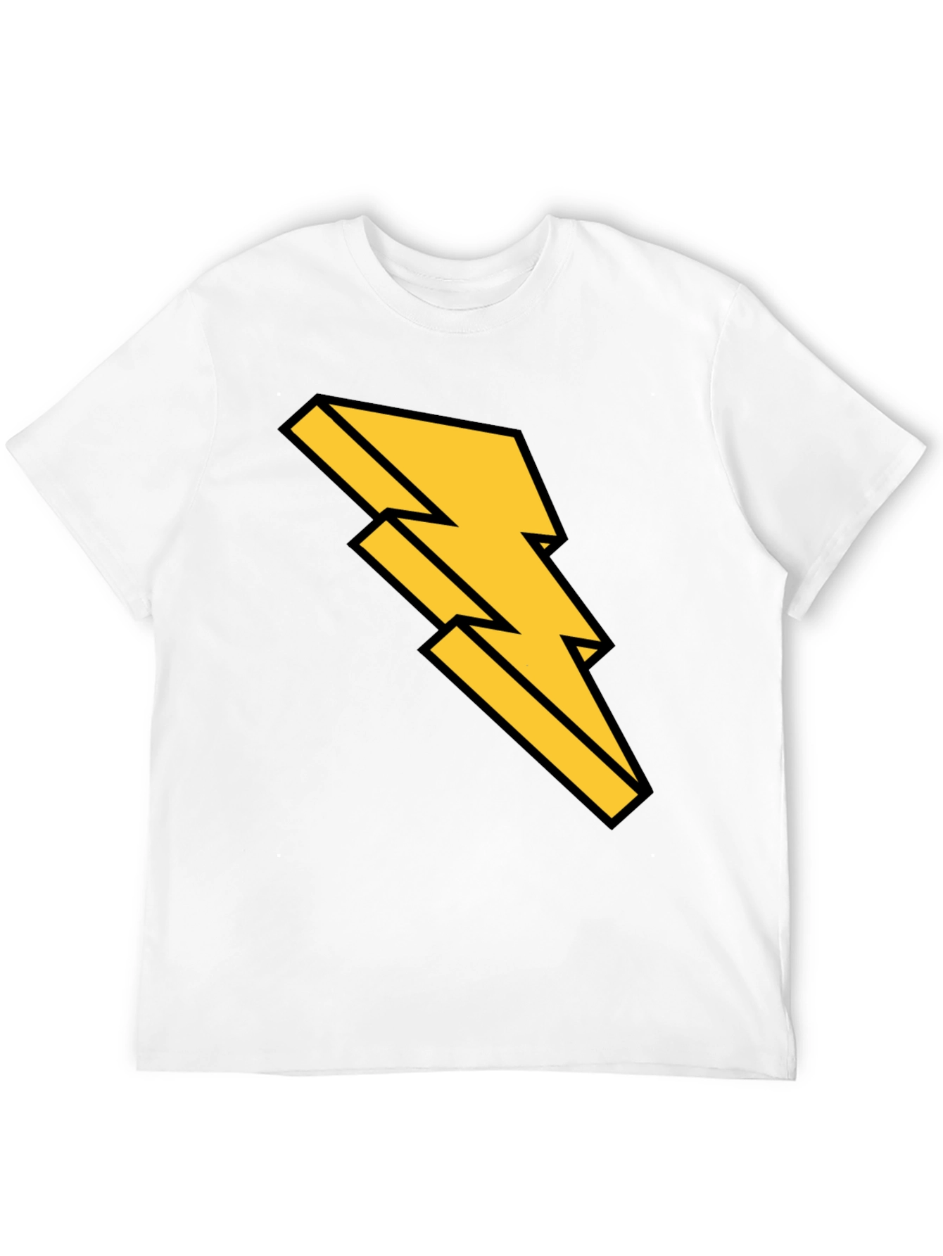 Black Black T-Shirt with Bold Lightning Bolt Design view 12