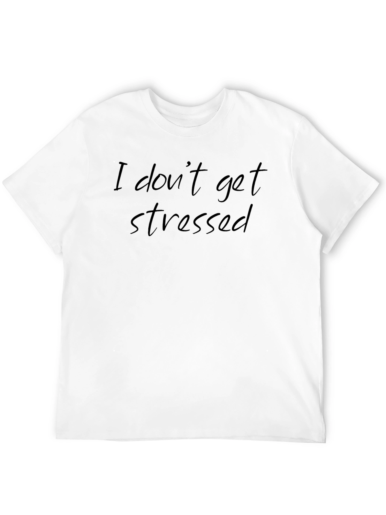 Black Relaxed Fit Tee: I Don't Get Stressed view 12