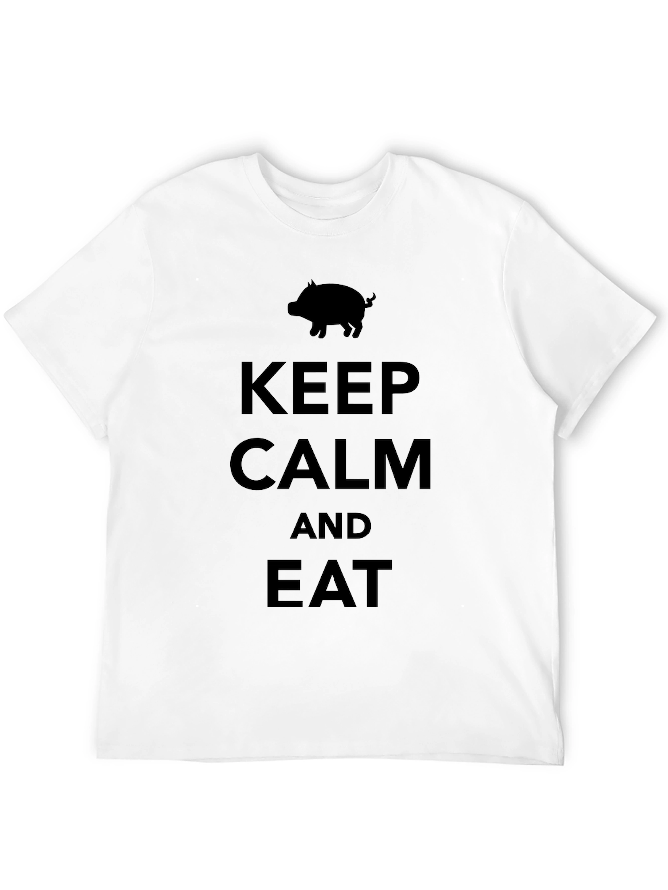 Black Keep Calm and Eat Pig Funny Black T-Shirt view 12