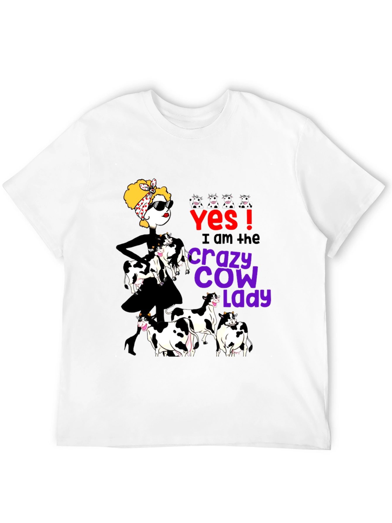Black Crazy Cow Lady Graphic Tee - Black view 12