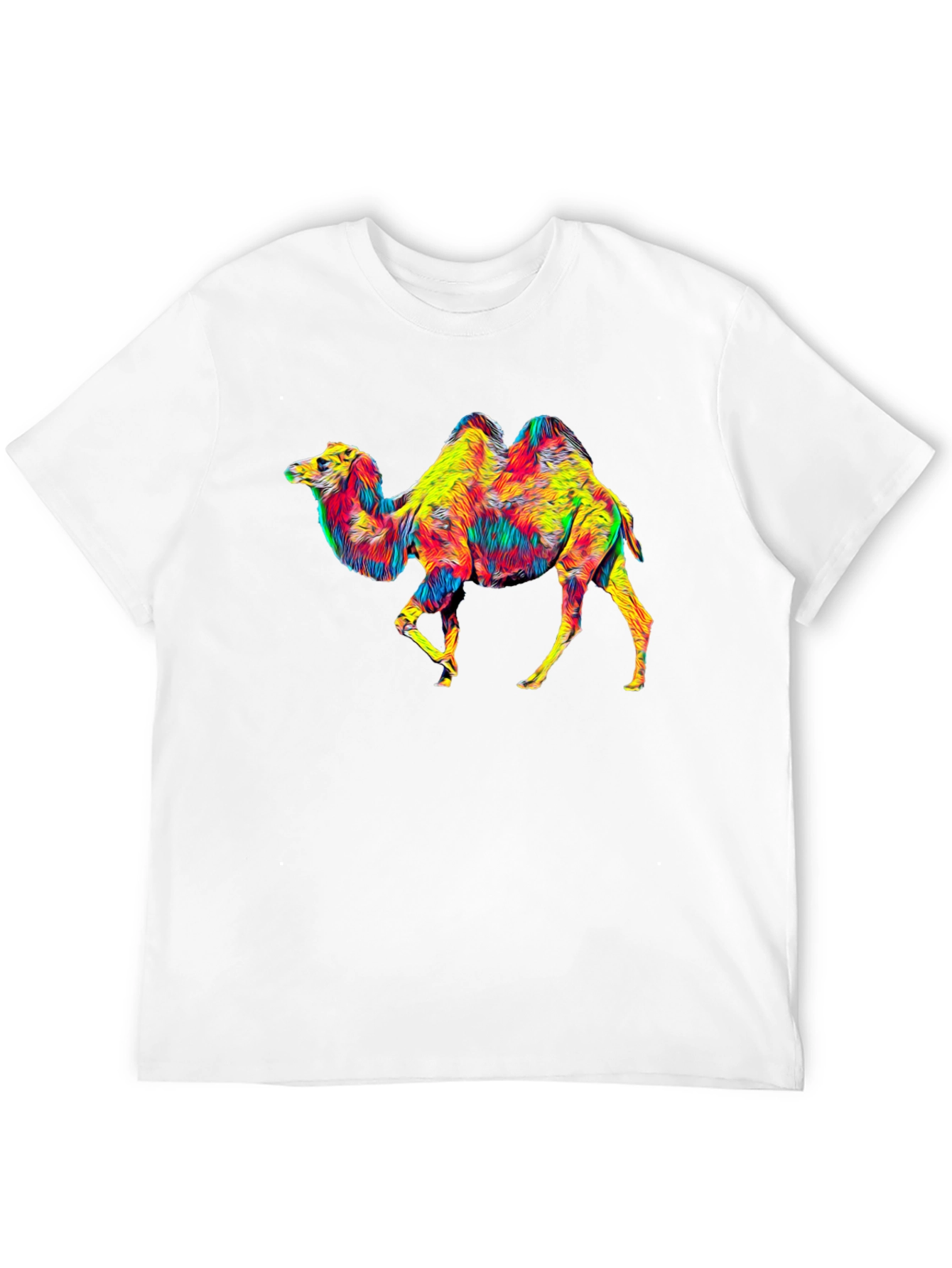 Black Colorful Camel Graphic T-Shirt - Unique Animal Print view 12
