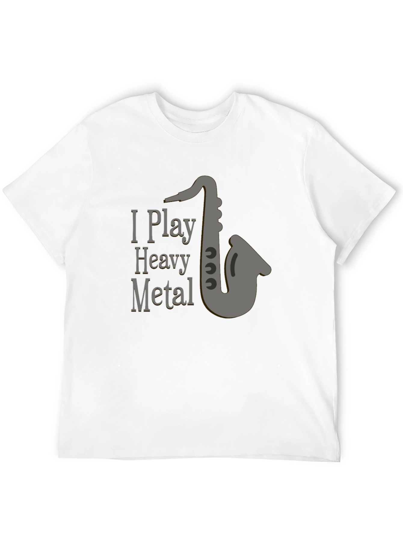 Black I Play Heavy Metal T-Shirt - Saxophone Design view 12
