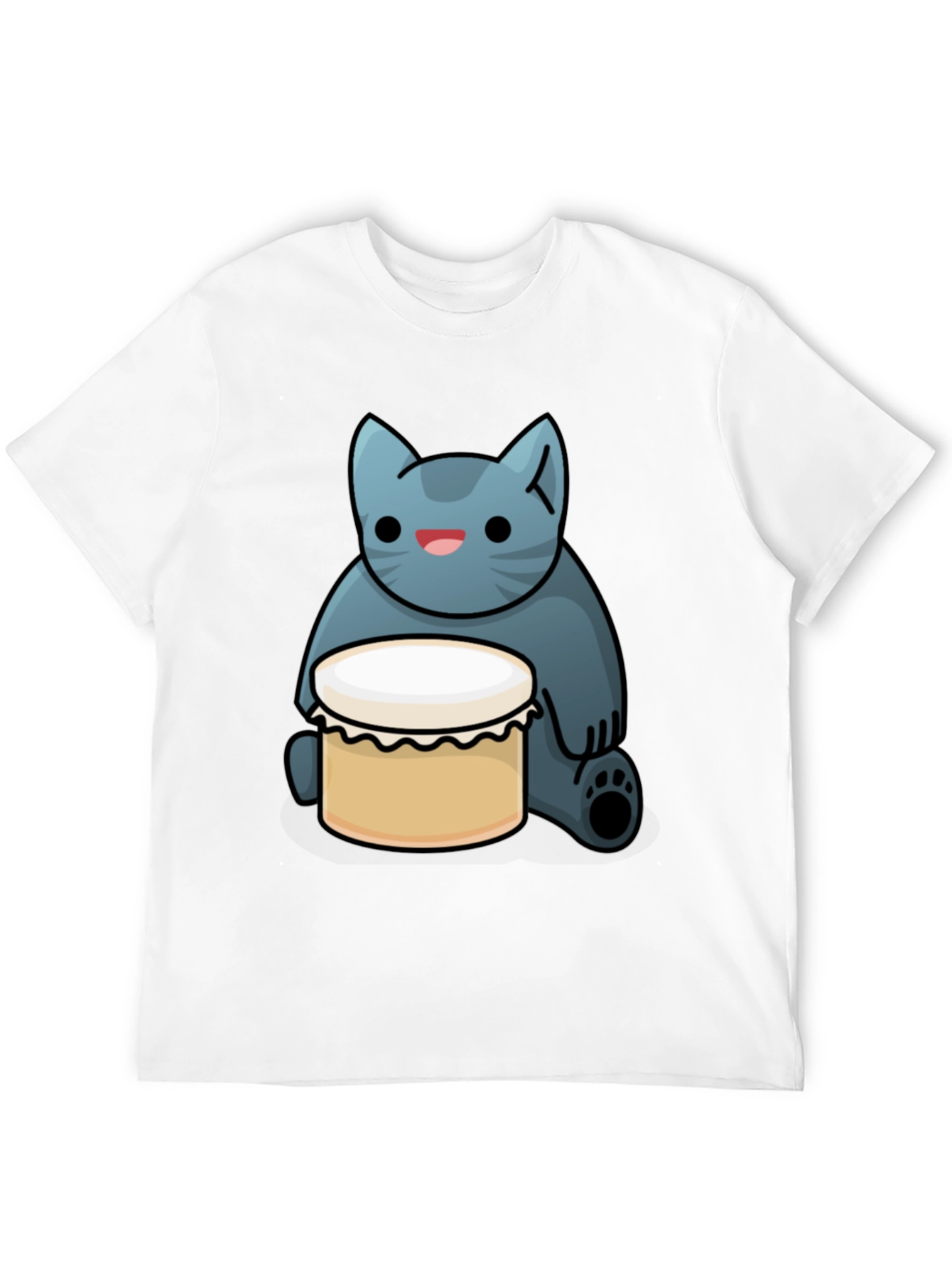 Black Cat Drum T-Shirt - Black, Fun Graphic Tee view 12