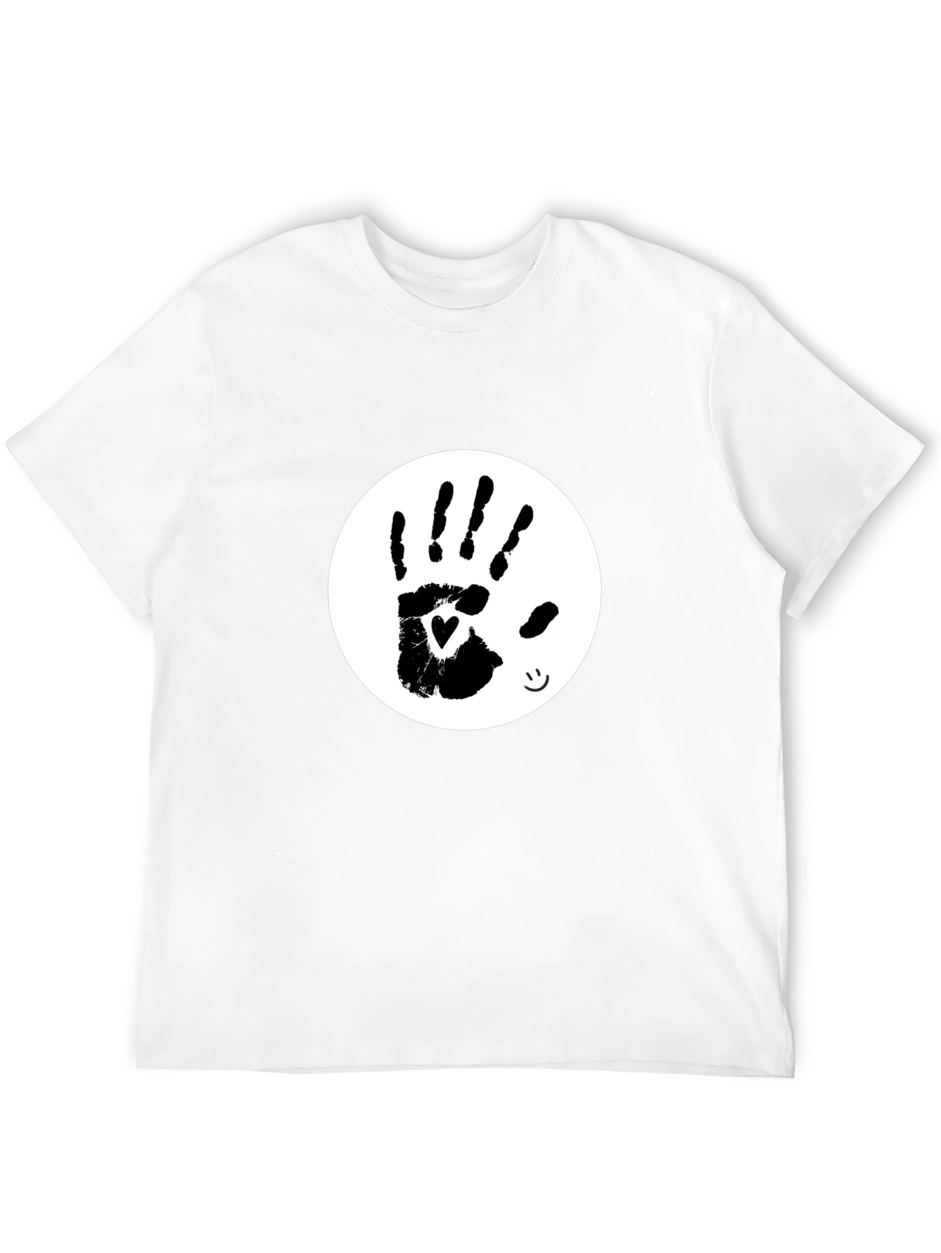 Black Heart Handprint Tee - Black Cotton Blend T-Shirt view 12