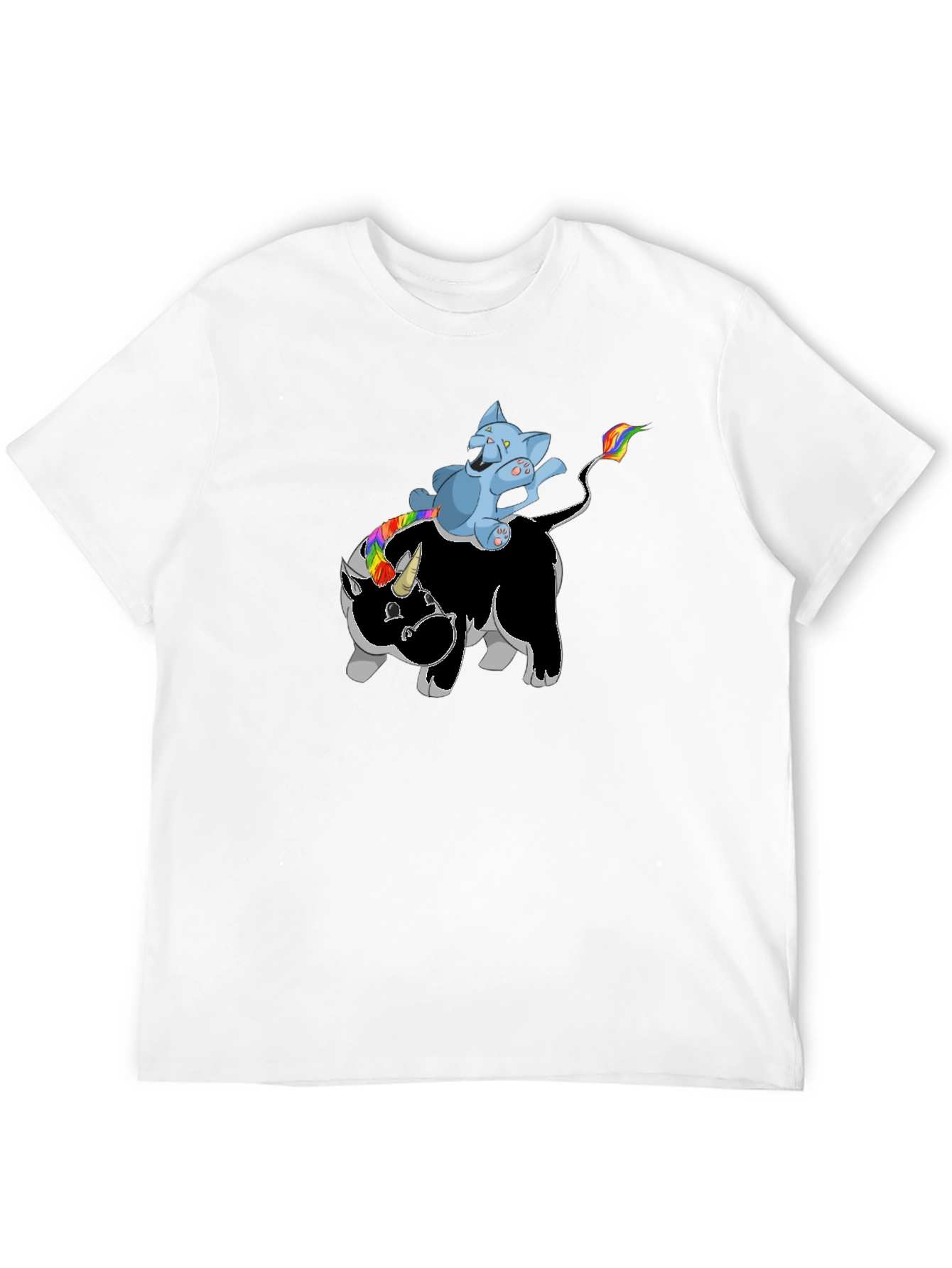 Black Unicorn Rhino Cat Rider T-Shirt - Black view 12