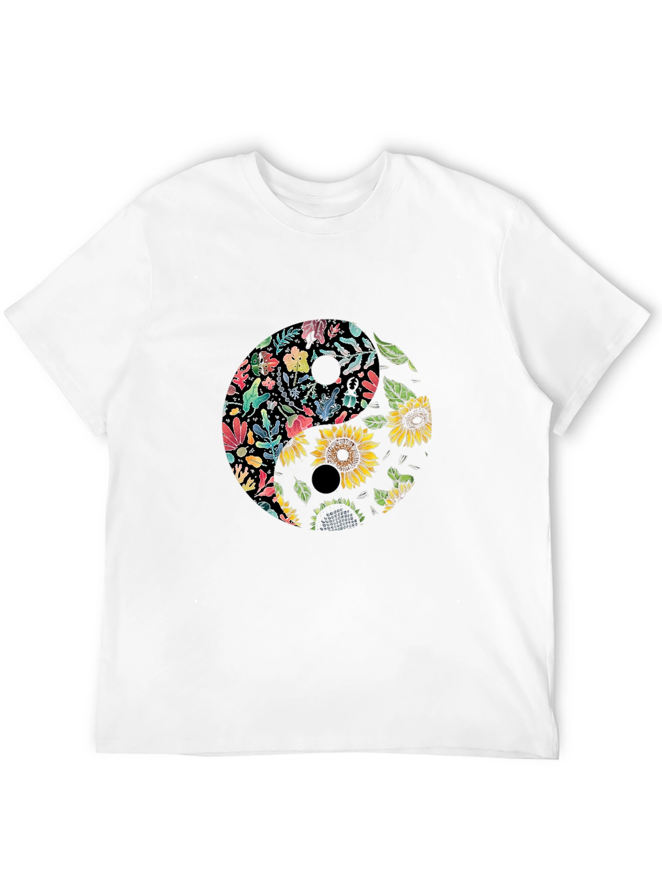 Black Floral Yin Yang Graphic Tee - Black view 12