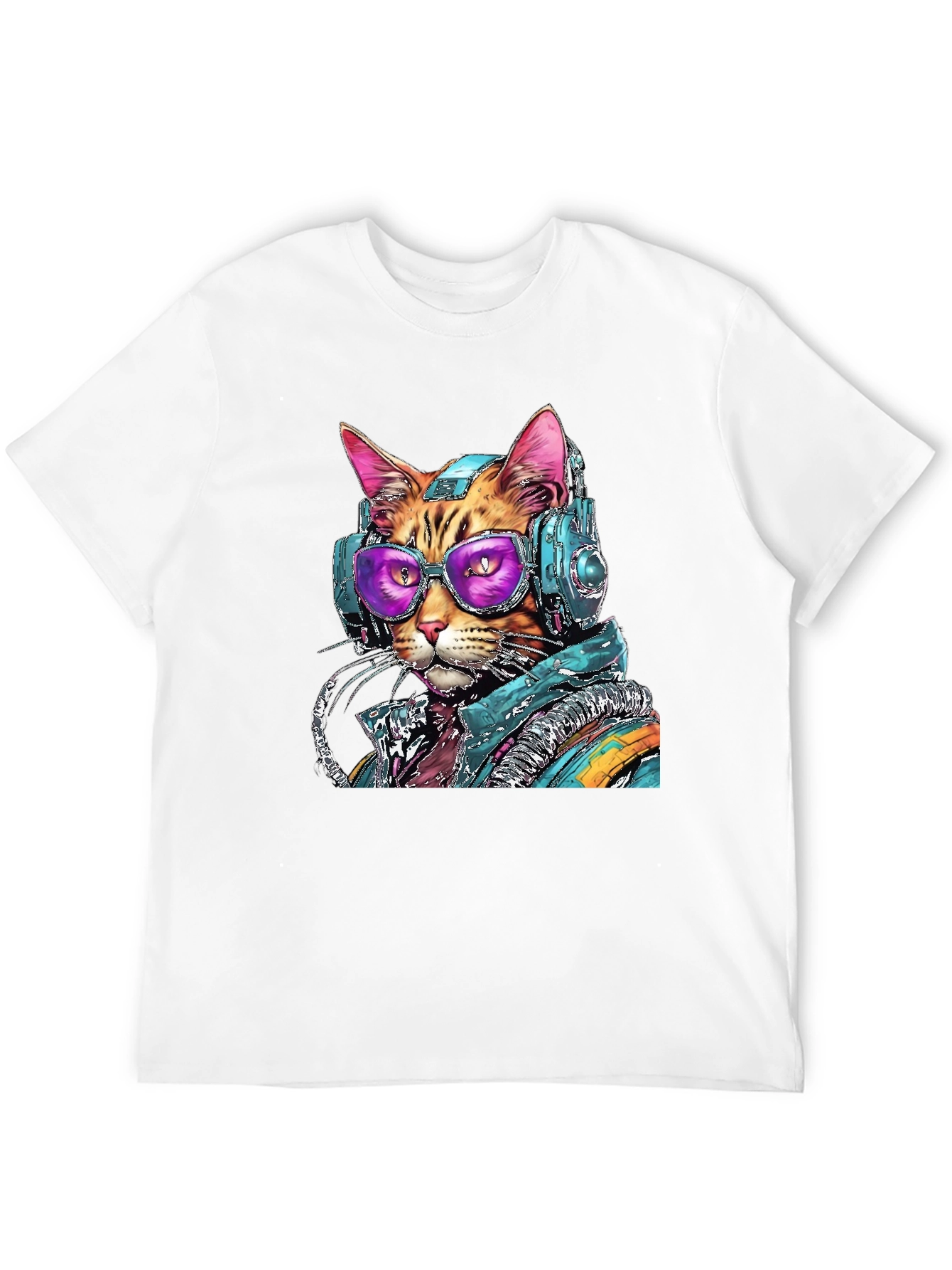 Black Cool Cat DJ Graphic Tee - Black Cotton Comfort view 12