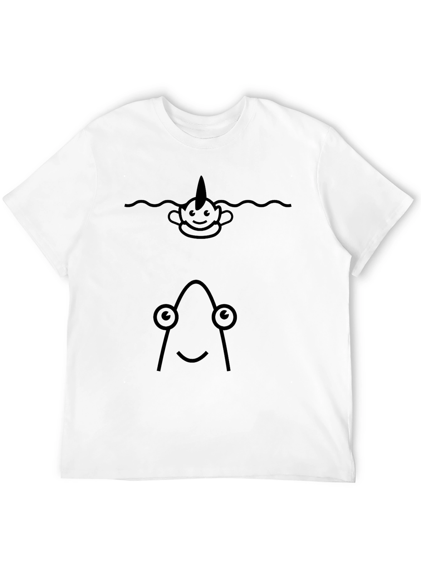 Black Funny Narwhal & Angler Fish Graphic T-Shirt view 12