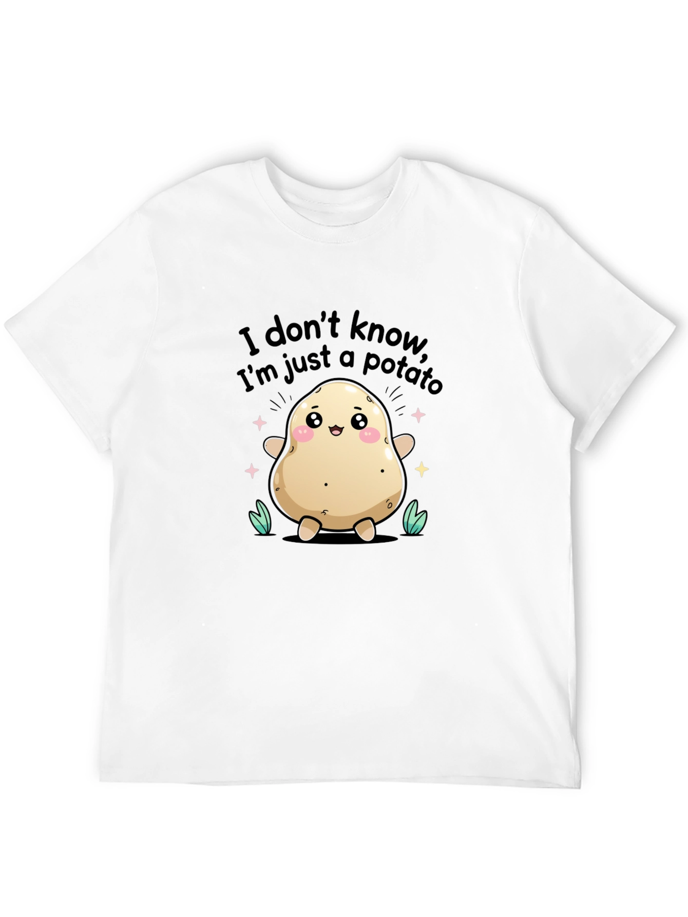 Black Funny Potato T-Shirt - "I Don't Know, I'm Just a Potato" view 12