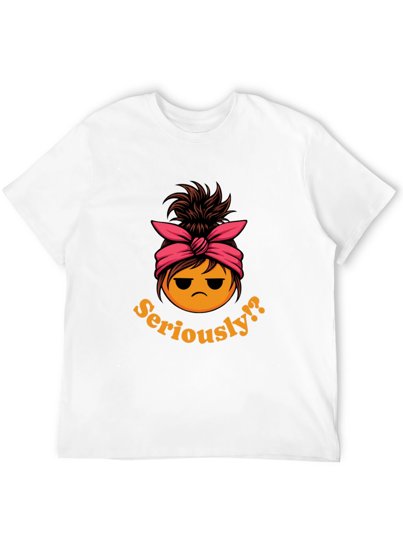 Black Seriously?! Messy Bun Emoji T-Shirt view 12