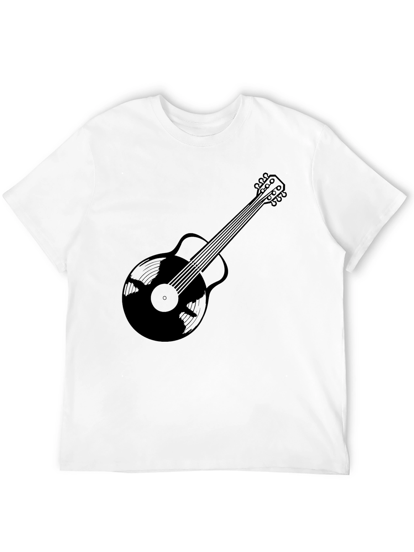 Black Guitar Vinyl Record Graphic Tee - Music Lover T-Shirt view 12