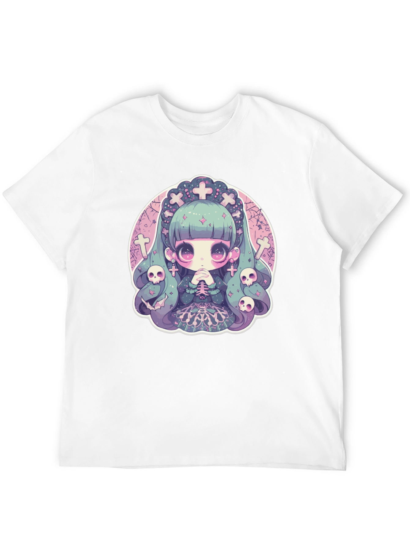 Black Gothic Anime Girl T-Shirt view 12
