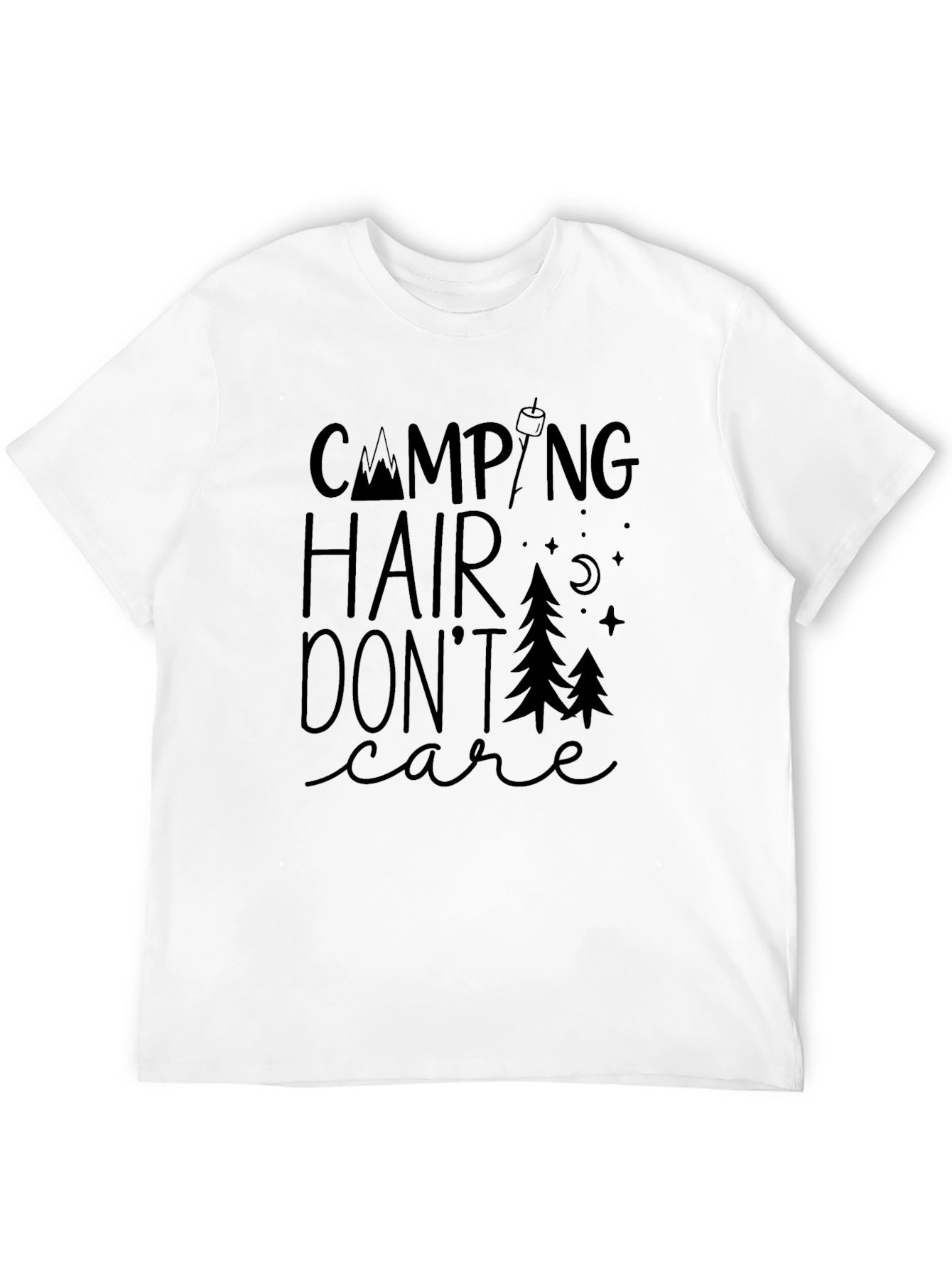 Black Camping Hair Don't Care Graphic T-Shirt view 12