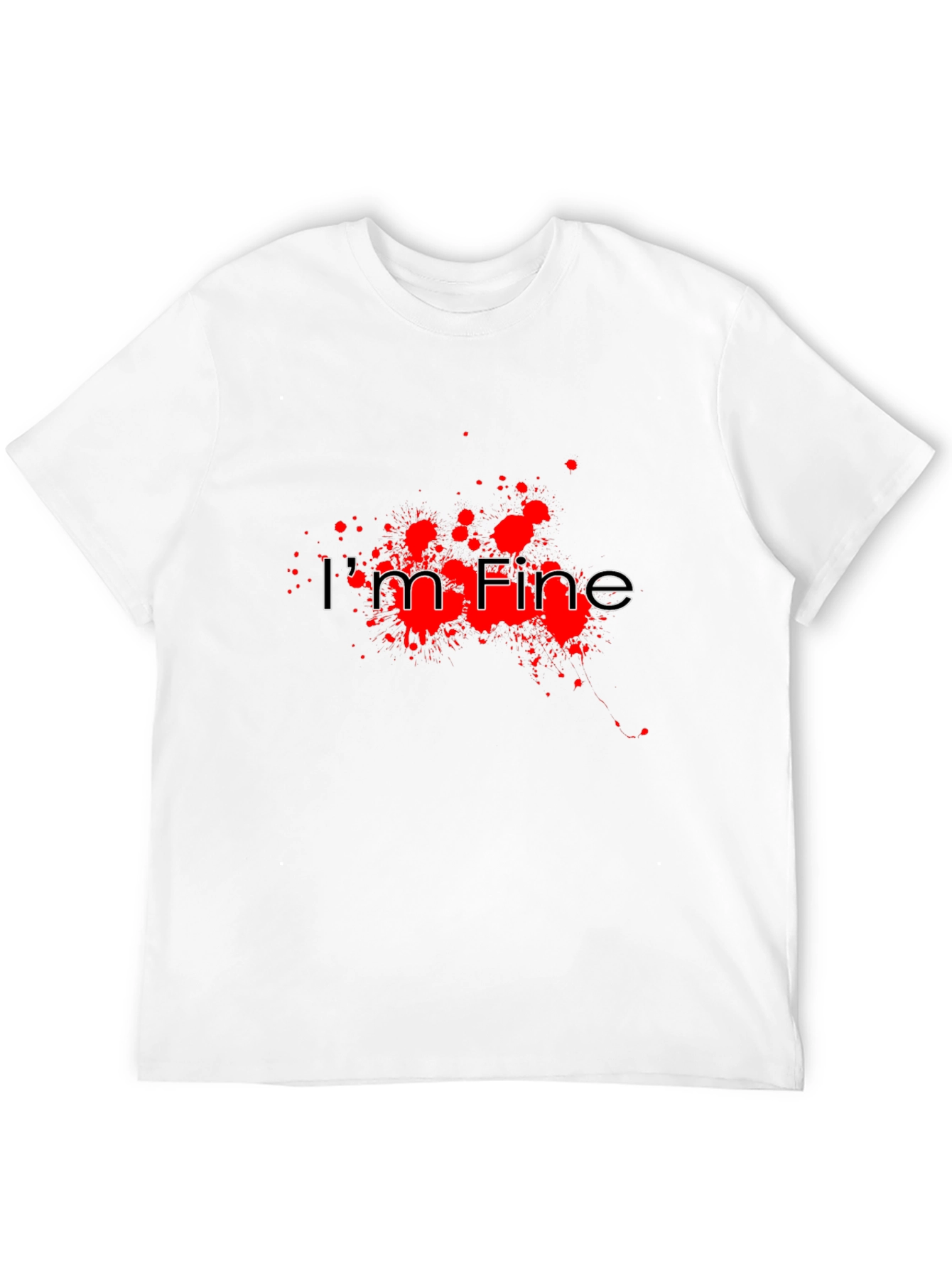 Black I'm Fine Graphic Tee - Black Short Sleeve Cotton T-Shirt view 12