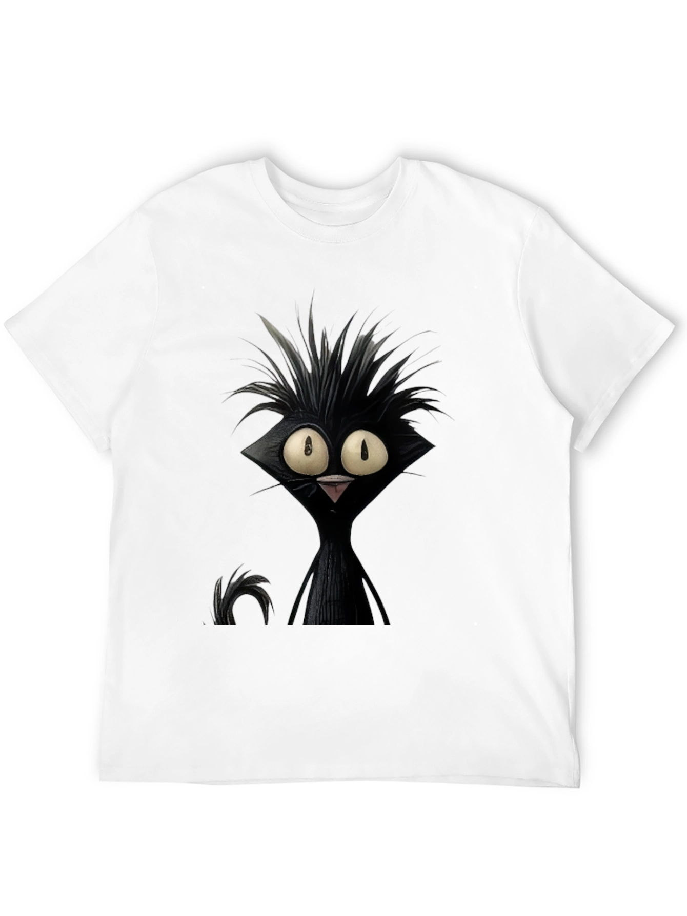 Black Crazy Cat Graphic Tee - Unisex Black T-Shirt view 12