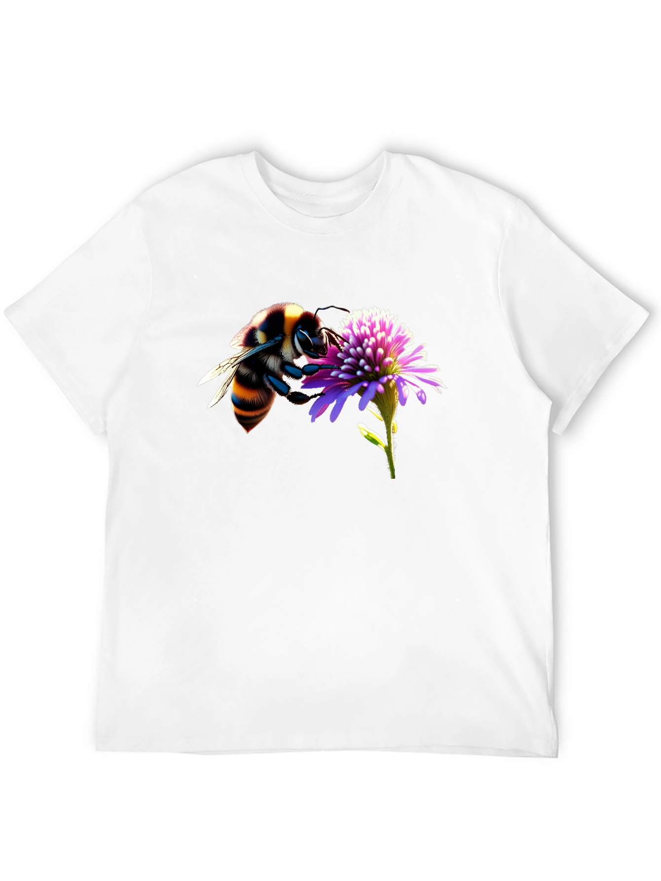 Black Bee on Flower Graphic Tee - Black Cotton T-Shirt view 12