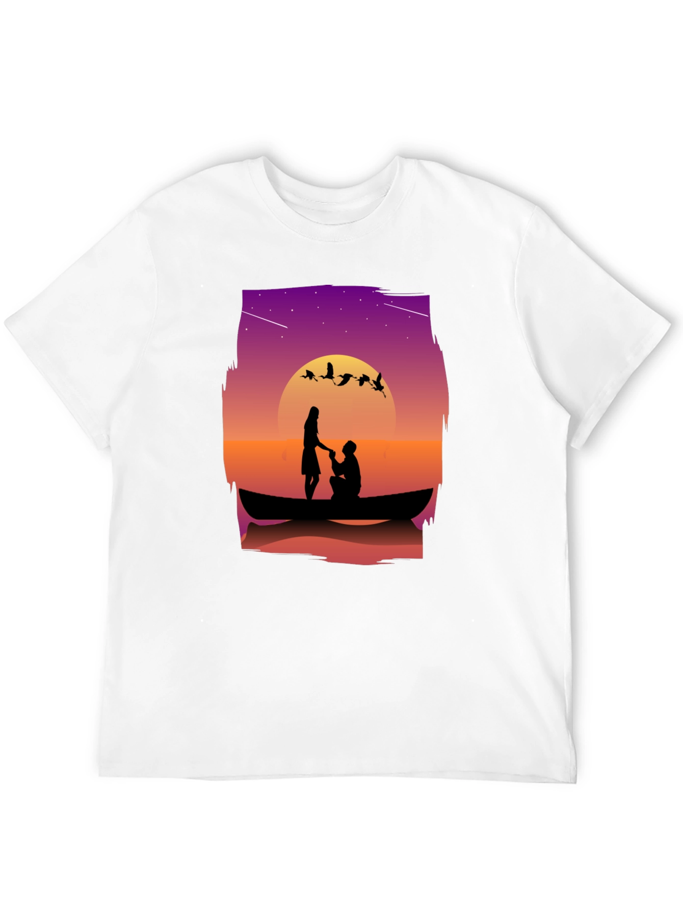 Black Romantic Sunset Proposal Graphic T-Shirt view 12