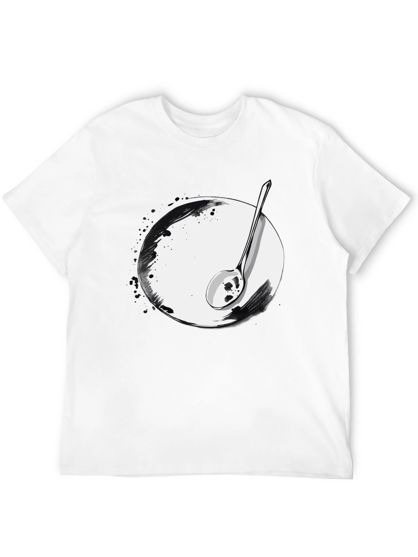 Black Spoon & Plate Graphic Tee - Modern Art Shirt view 12