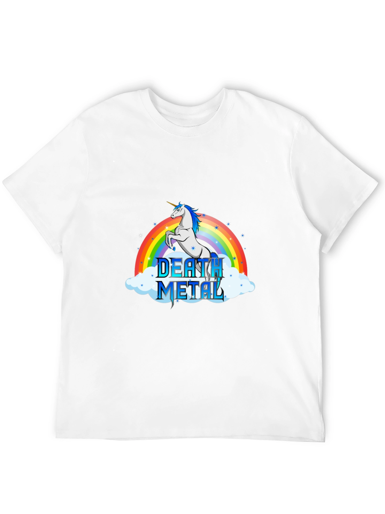 Black Death Metal Unicorn T-Shirt - Rainbow Design view 12